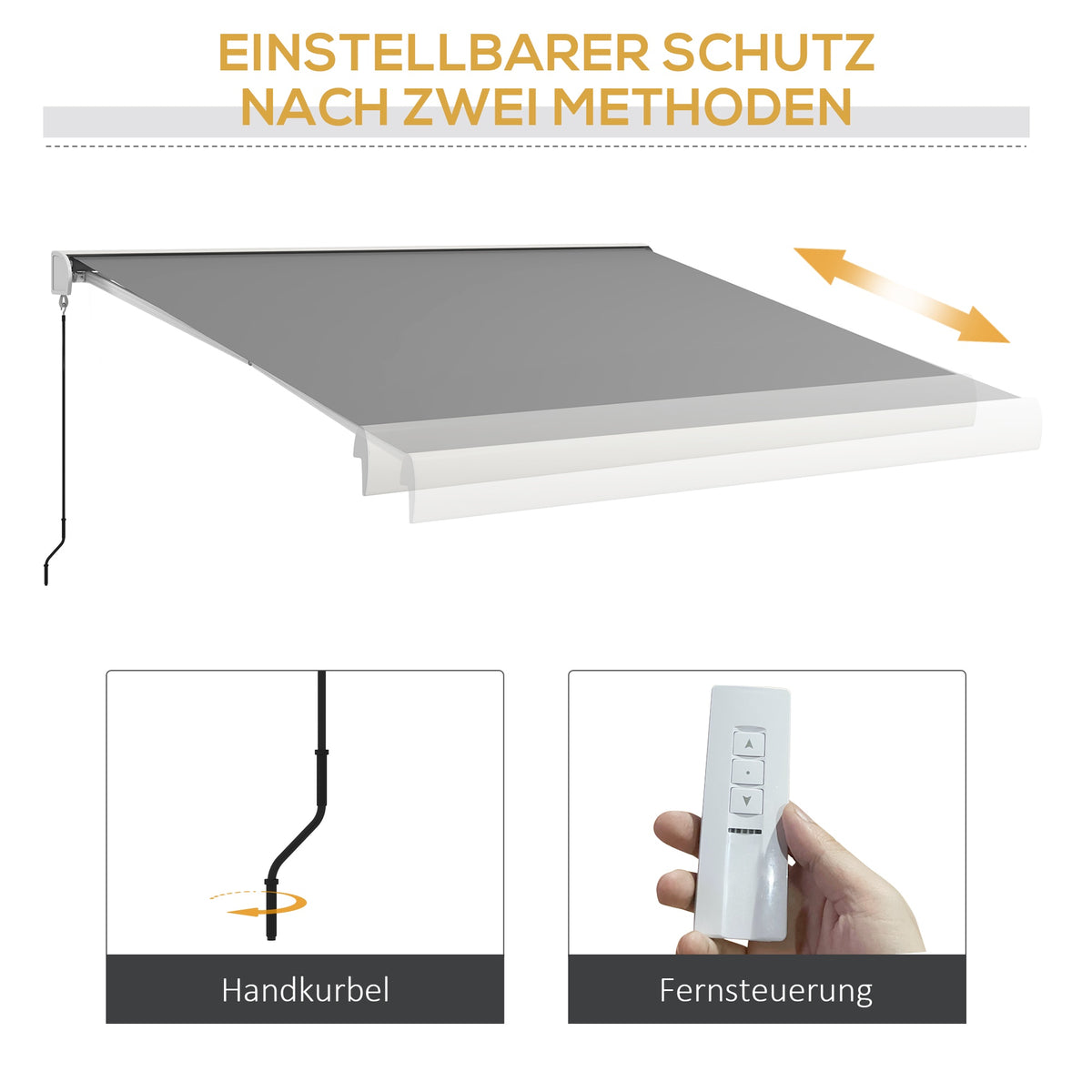 Retractable Awning, 395x300 cm, Remote & Manual Control