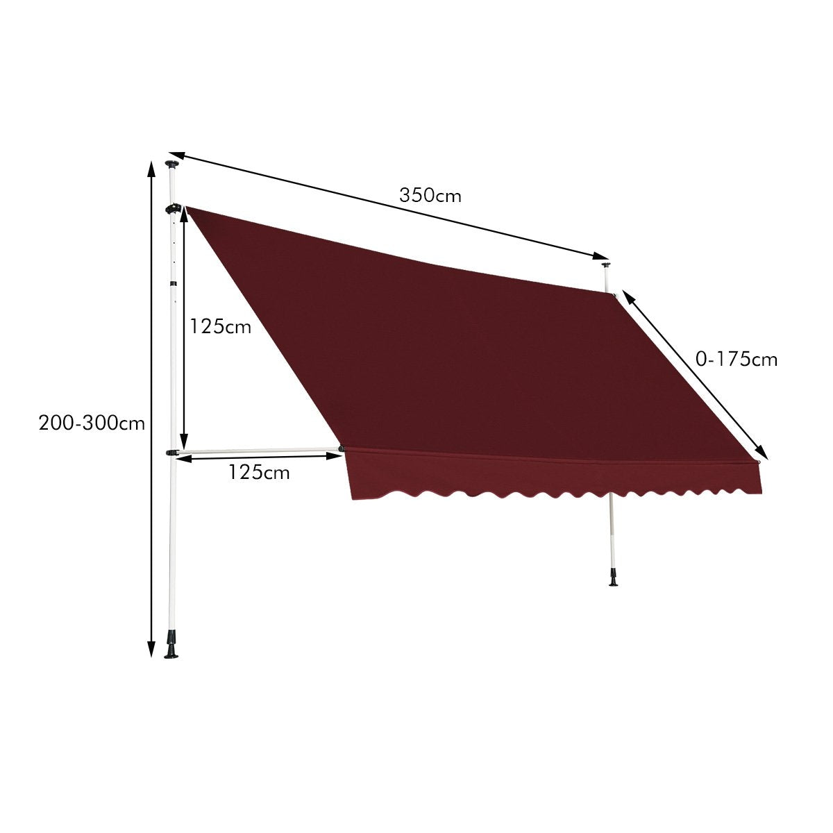 Retractable Balcony Awning, 350 cm, UV-Resistant, Adjustable