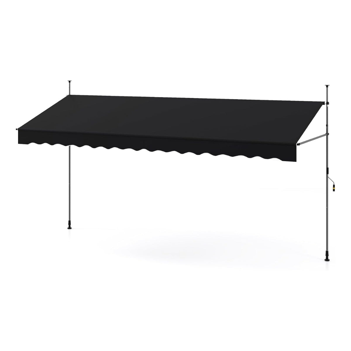 Retractable Balcony Awning, No-Drill, Adjustable Height, Black