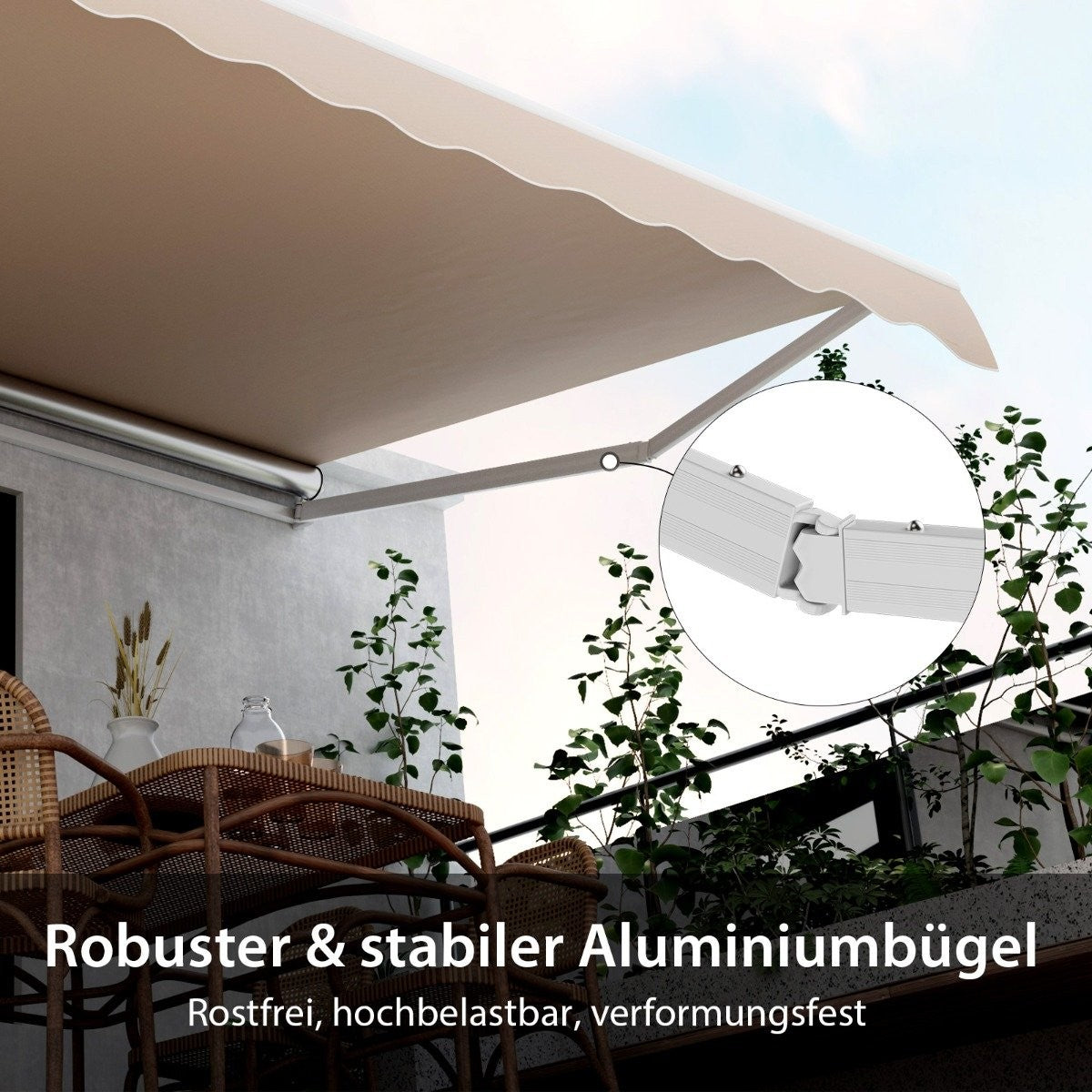 Retractable Patio Awning, 400x250 cm, Beige, Sun Protection