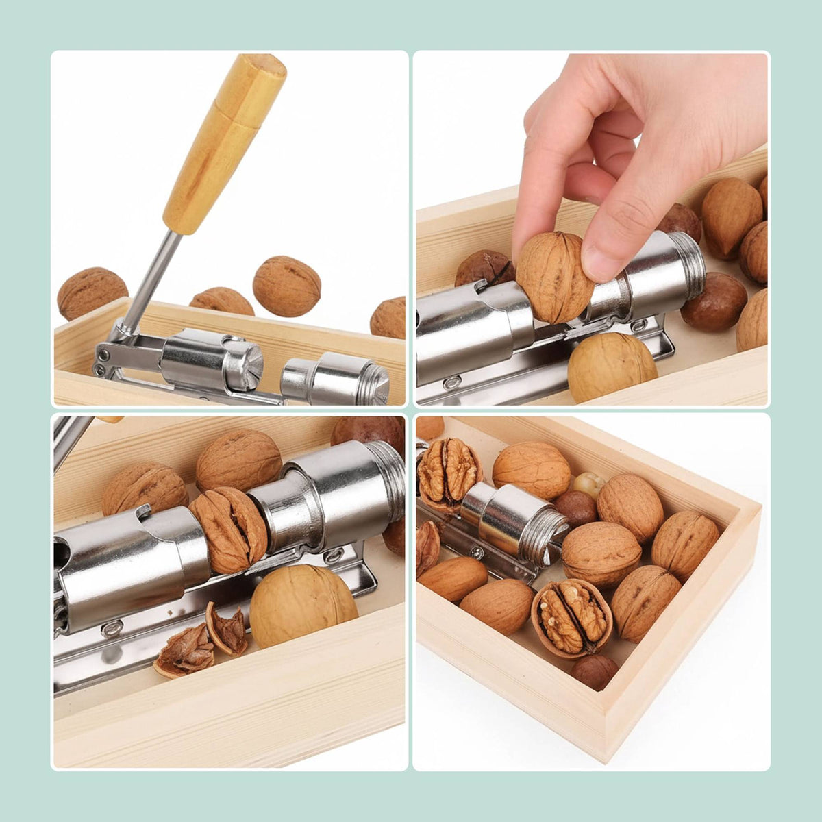 Retro Nutcracker with Wood Handle and Adjustable Opening