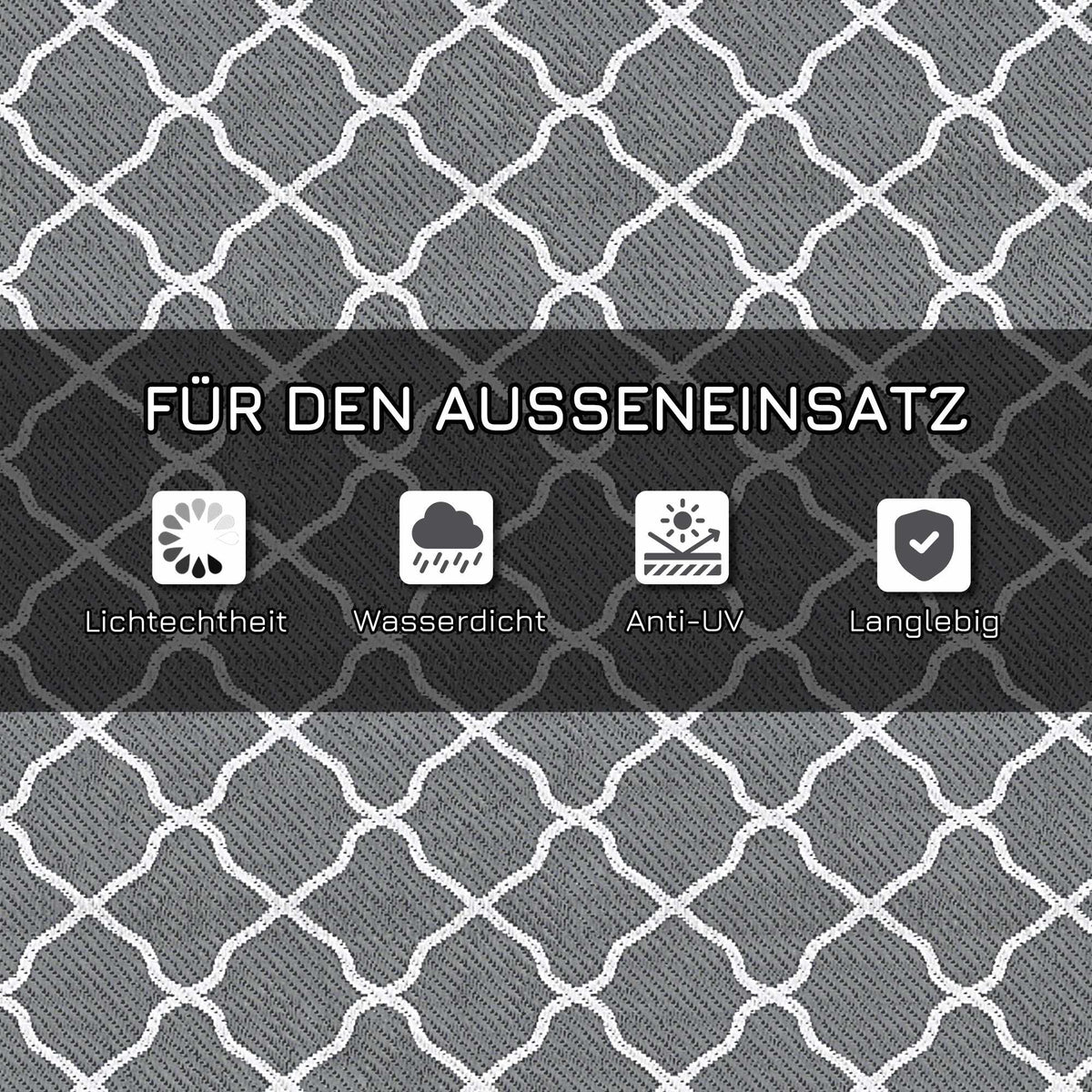 Reversible Outdoor Rug, Waterproof, 182x274 cm, Grey/White