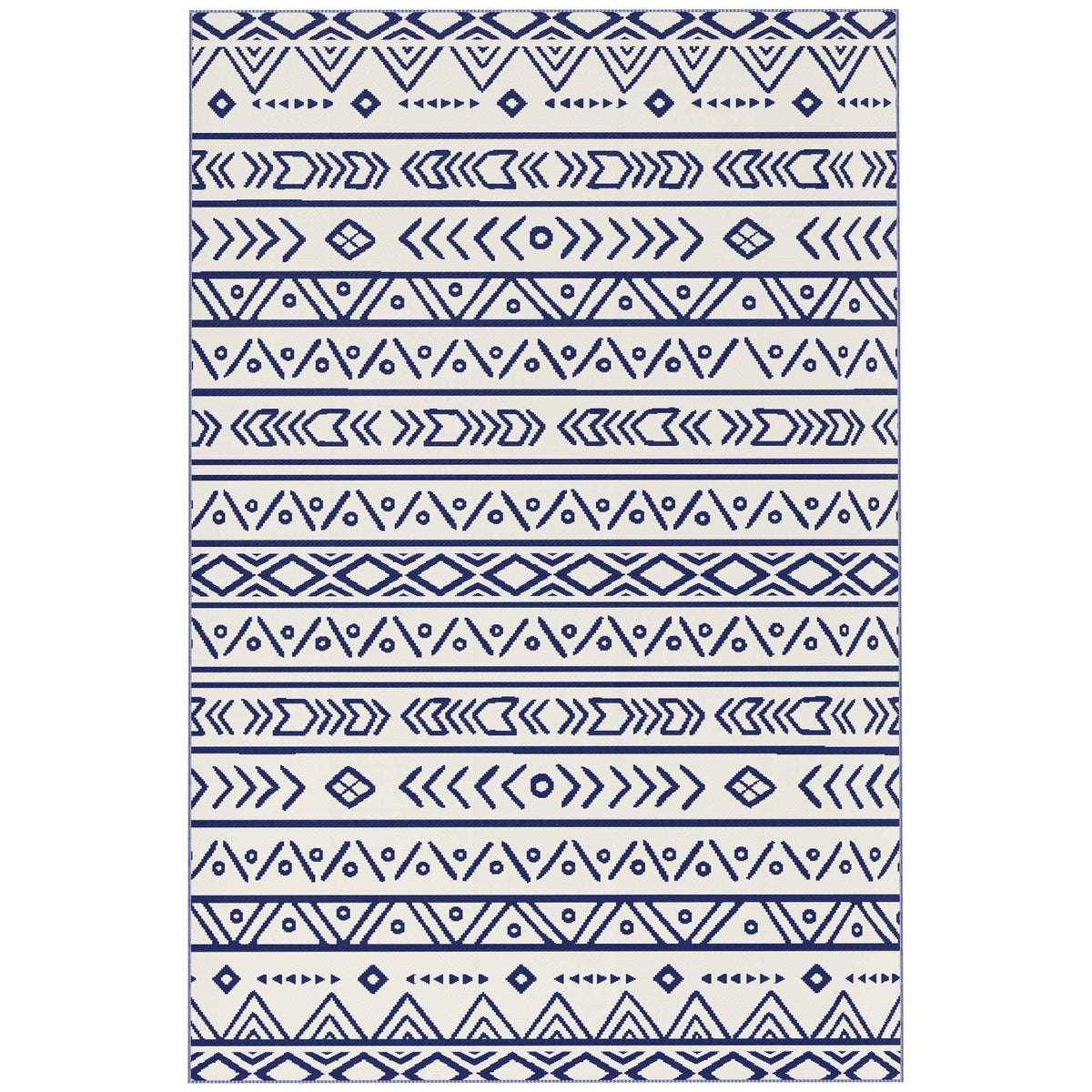 Reversible Outdoor Rug, Weatherproof, 182x274 cm, Blue/White