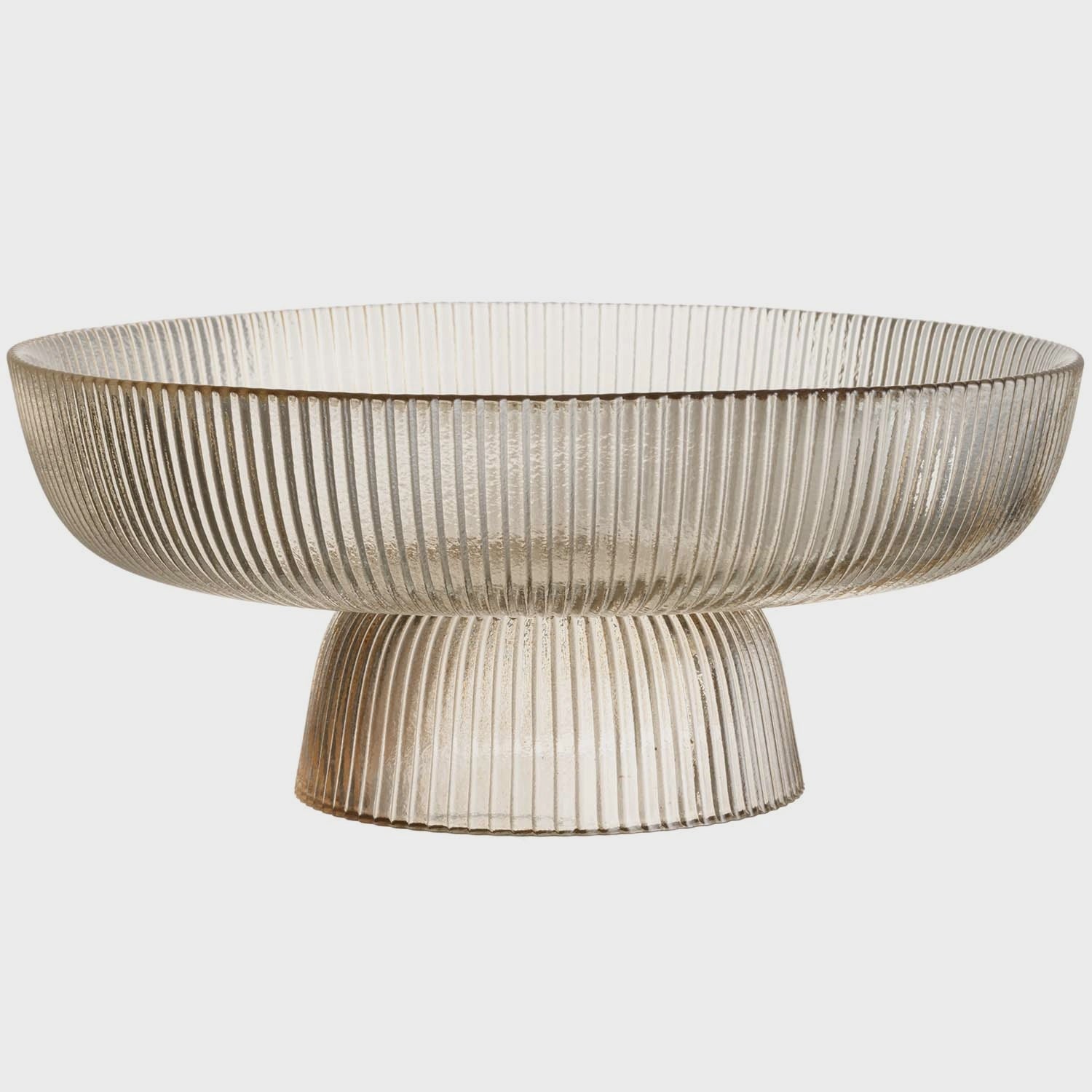 Ribbed Glass Cake Stand, Champagne, 26 cm