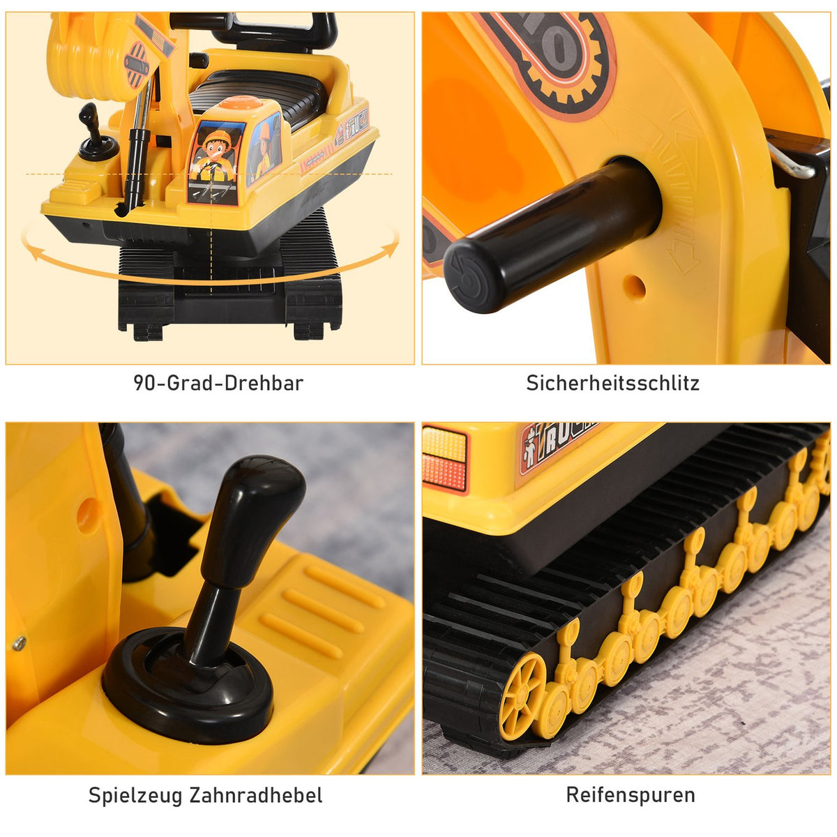Ride-On Car Children'S Excavator, Baby Ride-On In Black+Yellow, 20X15X9Cm