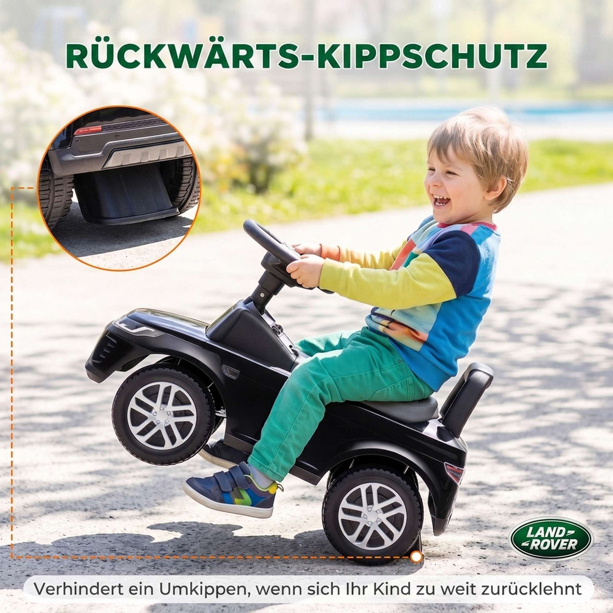 Ride-On Car with Horn & Storage, Black, 18-36 Months