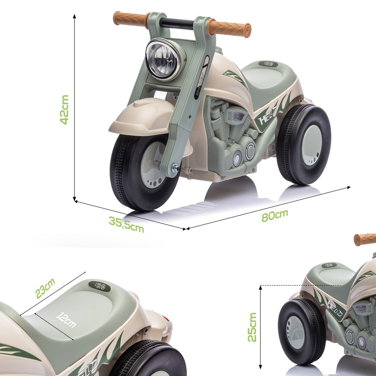 Ride-on car, ride-on vehicle with music, children's vehicle, children's car with bubbles for children 2-5 years, can hold up to 30 kg, cream white 80 x 35.5 x 42 cm