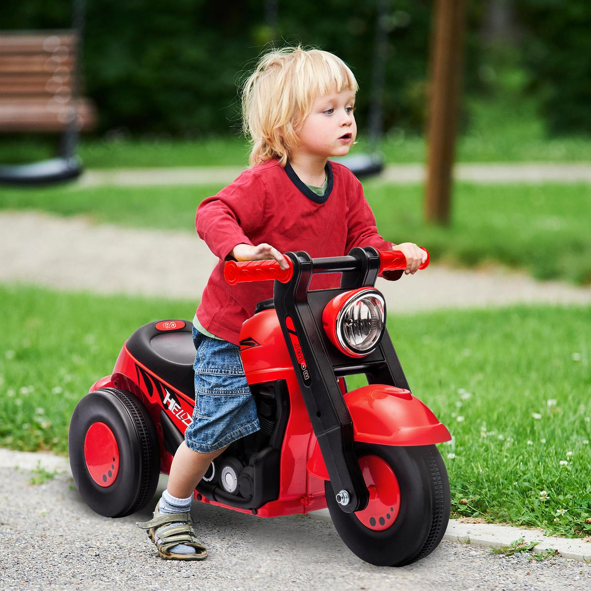 Ride-on car, ride-on vehicle with music, children's vehicle, children's car with bubbles for children 2-5 years, can hold up to 30 kg, red, 80 x 35.5 x 42 cm
