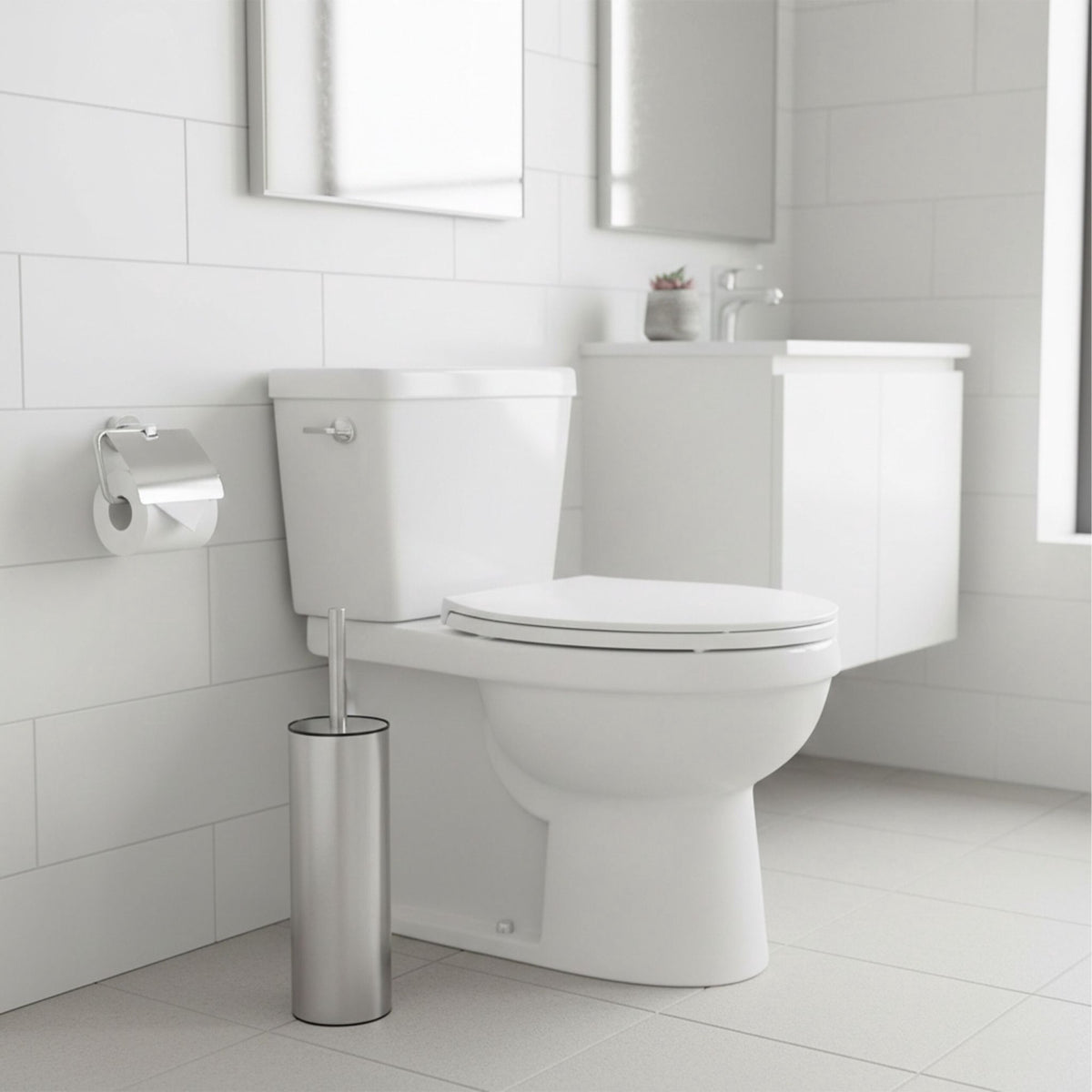 Rim-Cleaning Toilet Brush with Slim Holder