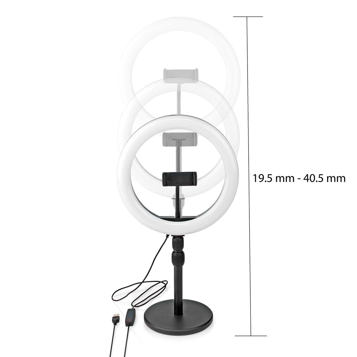 Ring light | 10 inch| 120 LEDs | 2700 - 6700 K| Desk | Black