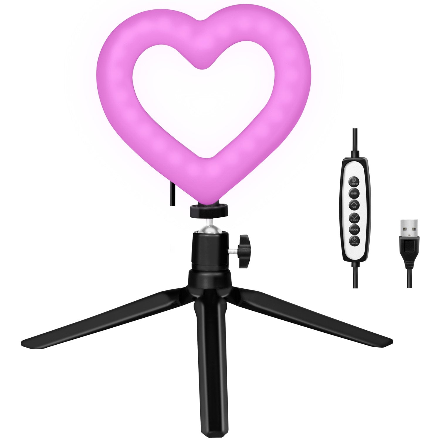 Ring light Heart shape RGB with table stand