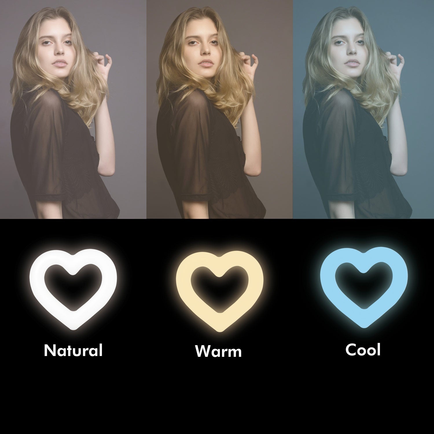 Ring light Heart shape RGB with table stand