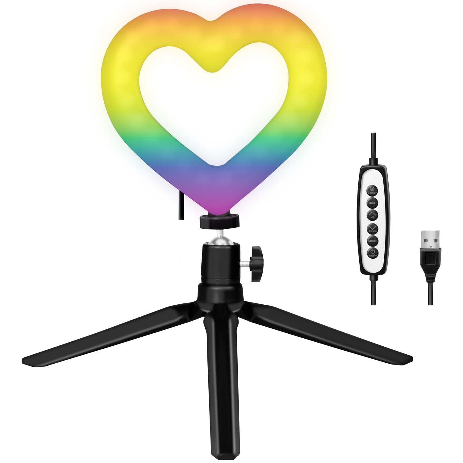 Ring light Heart shape RGB with table stand