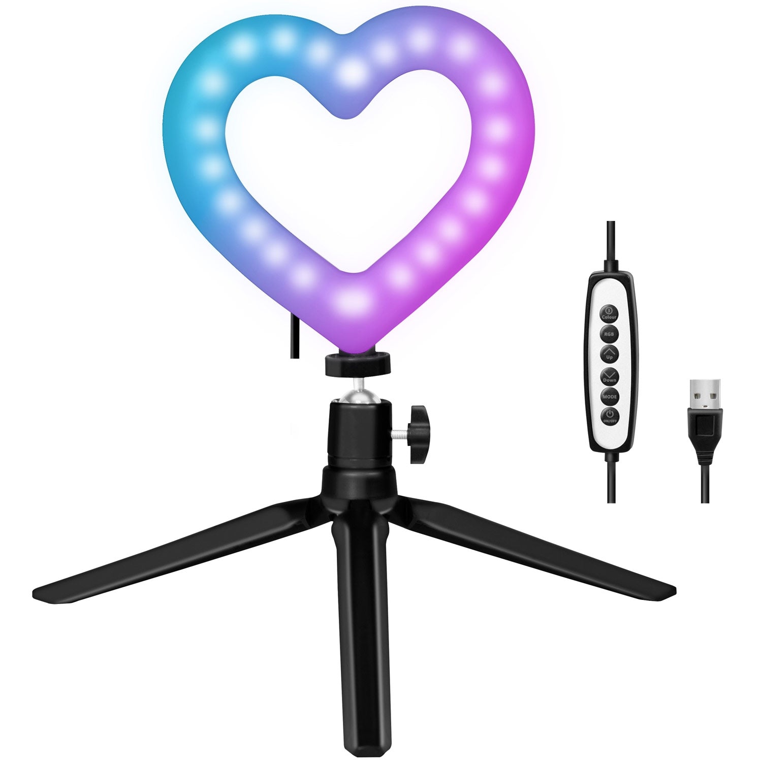 Ring light Heart shape RGB with table stand