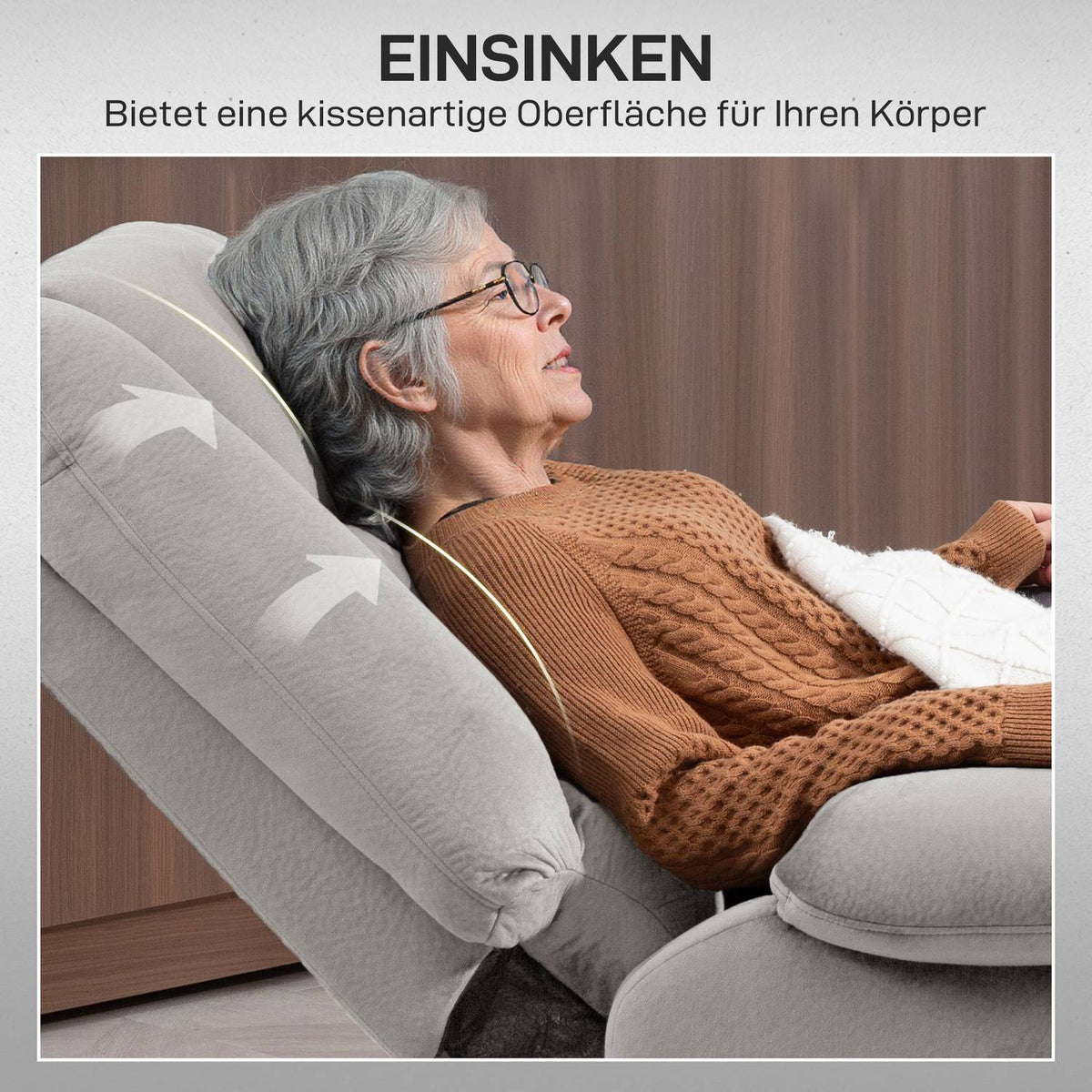 Riser chair with massage function, 90x93x110cm, light grey