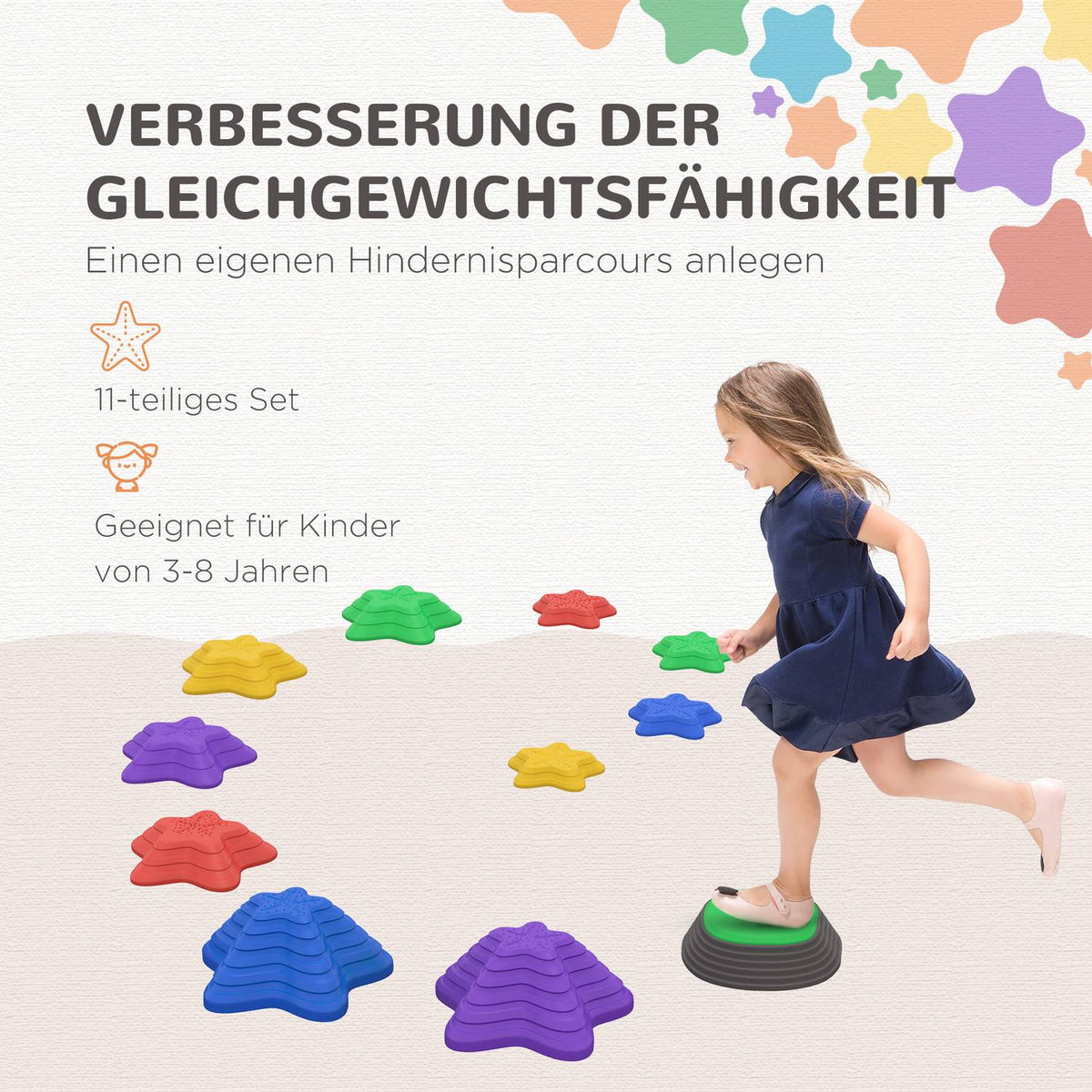 River Stones, 11 Pieces. Balancing Stones, Stacking Stones For Children Balance, Non-Slip Stepping Stones, Can Hold Up To 80 Kg, For Balance