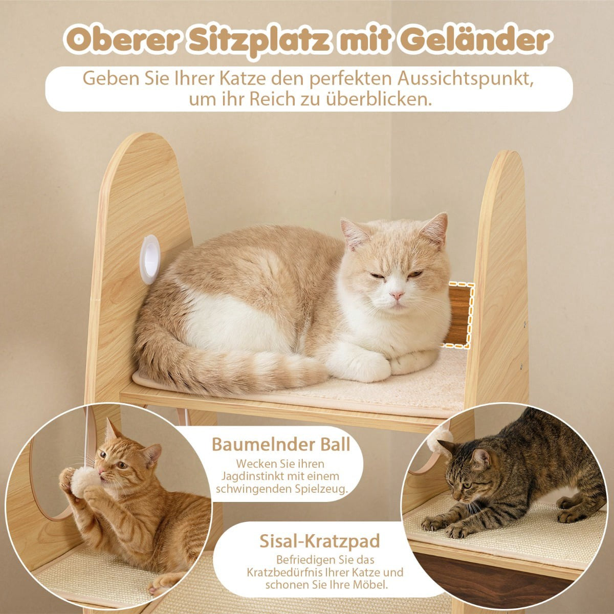 Rocket-Shaped Cat Tree with Sisal Mat & Platforms