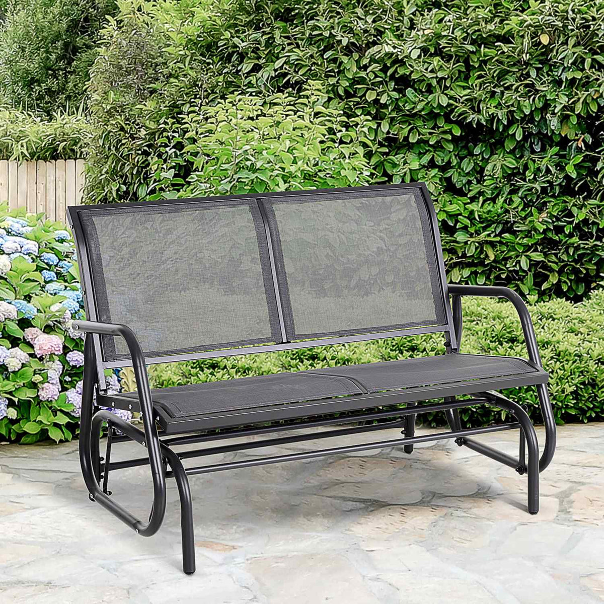 Rocking Chair 2-Seater Garden Bench Garden Swing Seat Park Bench Metal Garden Furniture Gray 120 X 70 X 85 Cm