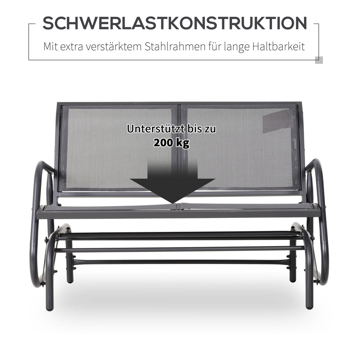 Rocking Chair 2-Seater Garden Bench Garden Swing Seat Park Bench Metal Garden Furniture Gray 120 X 70 X 85 Cm