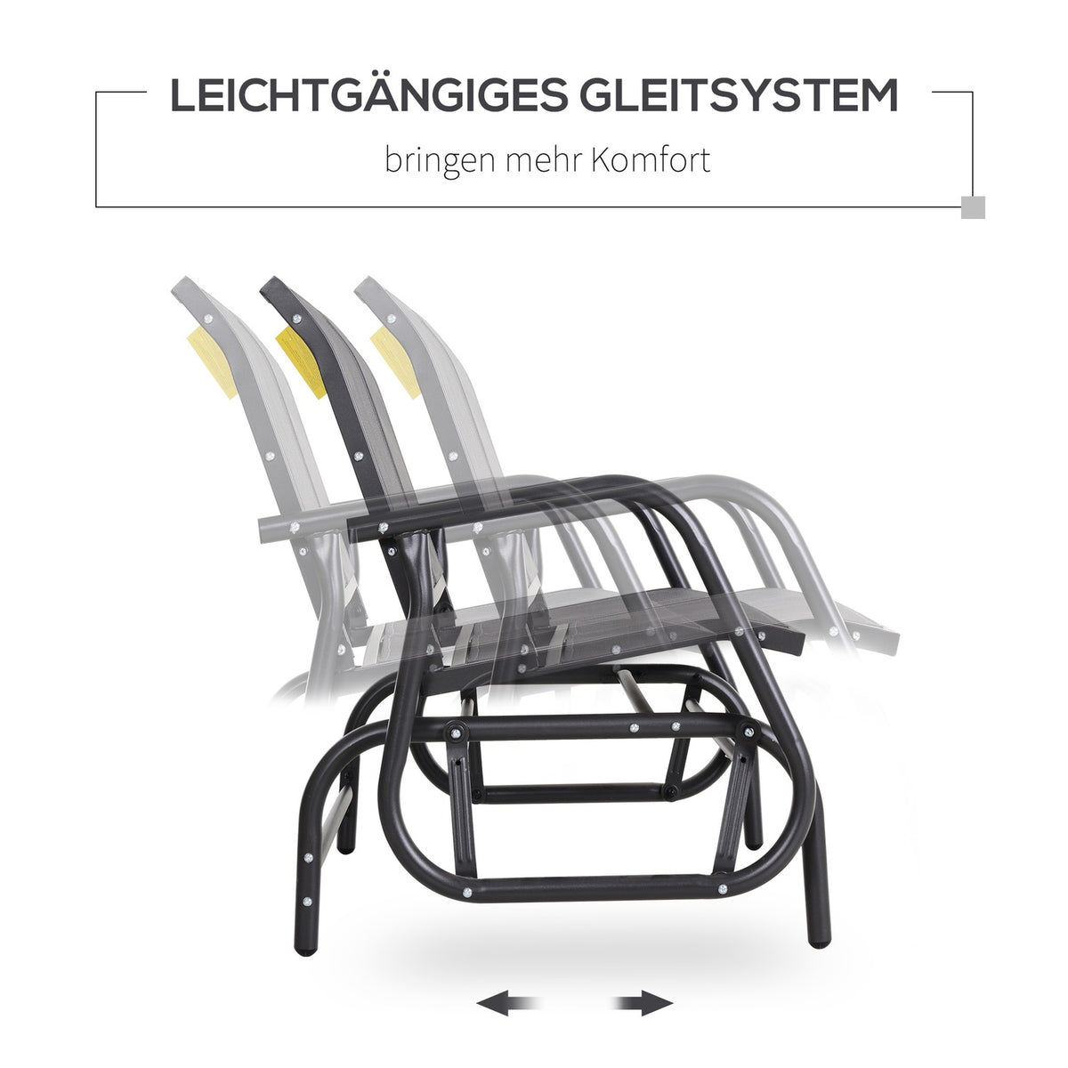 Rocking Chair 2-Seater Garden Bench Garden Swing Seat Park Bench Metal Garden Furniture Gray 120 X 70 X 85 Cm