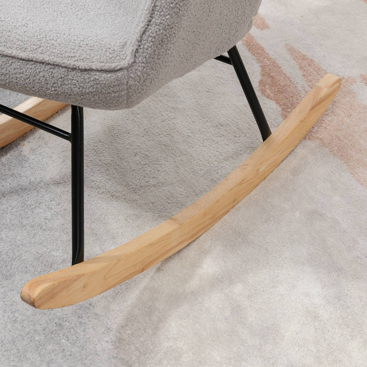 Rocking Chair, Accent Chair, Living Room Chair, Relaxation Chair, Load Capacity Up To 120 Kg, Berber Fleece, Light Gray 71 X 92 X 101 Cm