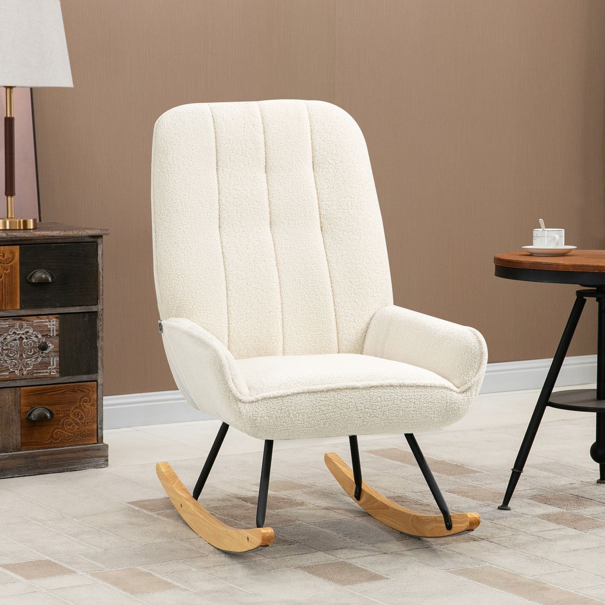 Rocking Chair, Comfortable Swing Chair With Sherpa Fleece, For Bedrooms And Children'S Rooms, Up To 150 Kg, 63X95X97Cm