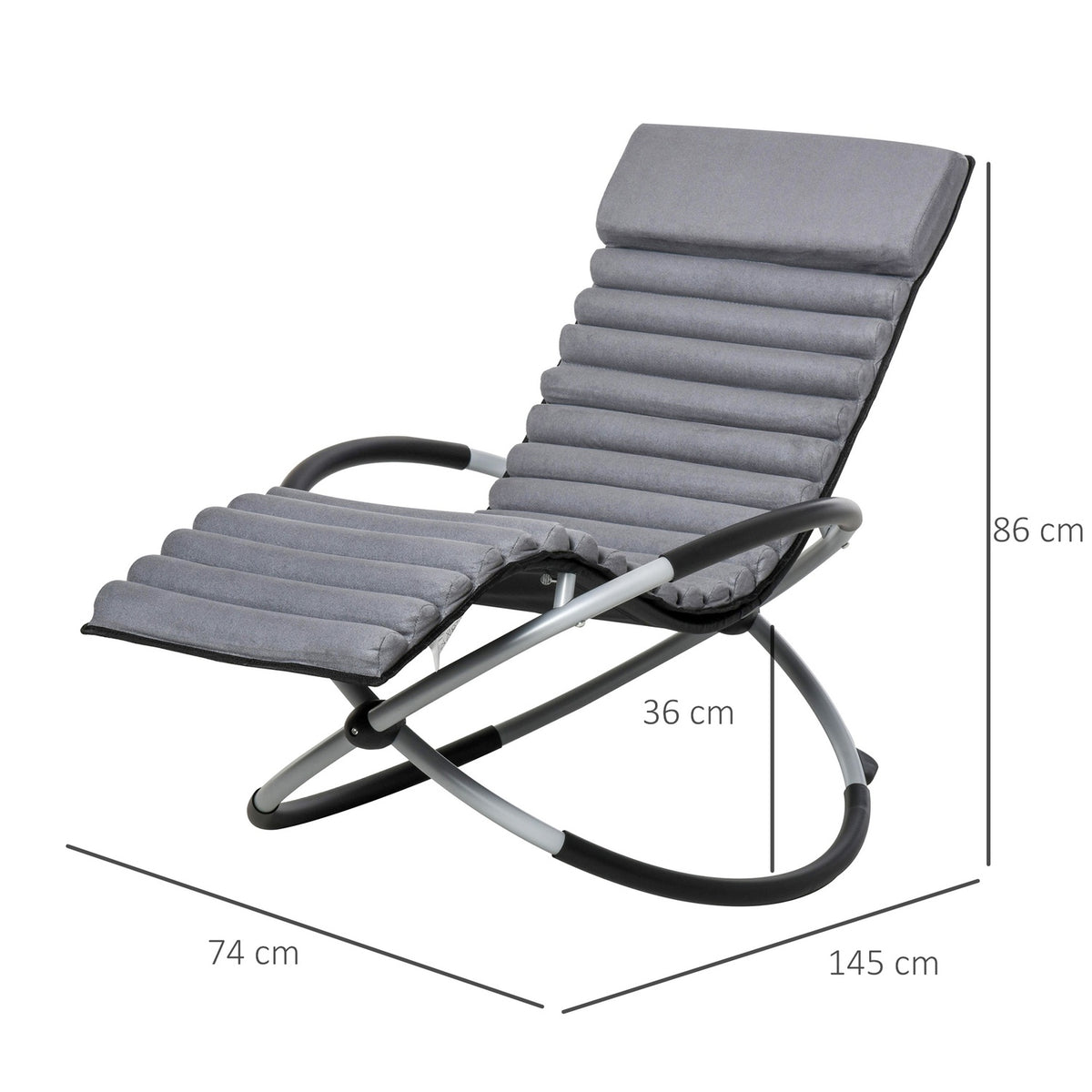 Rocking Chair Ergonomic 2 In 1 Swing Chair Garden Chair Rocking Lounger Metal Textline Spherical Dark Gray 145 X 74 X 88 Cm