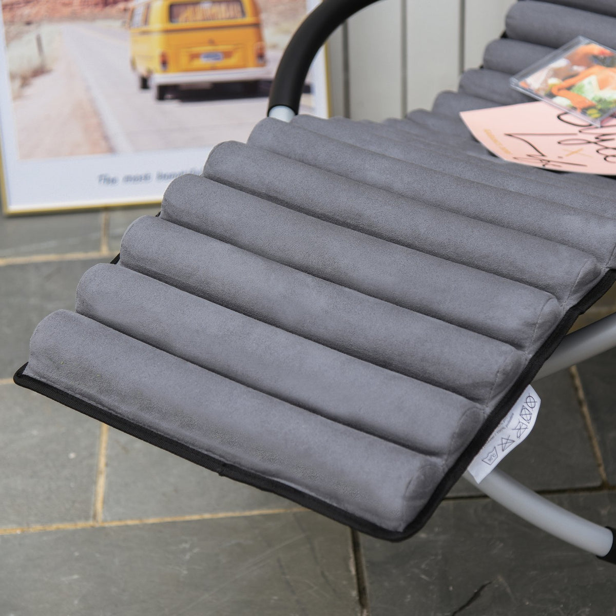 Rocking Chair Ergonomic 2 In 1 Swing Chair Garden Chair Rocking Lounger Metal Textline Spherical Dark Gray 145 X 74 X 88 Cm