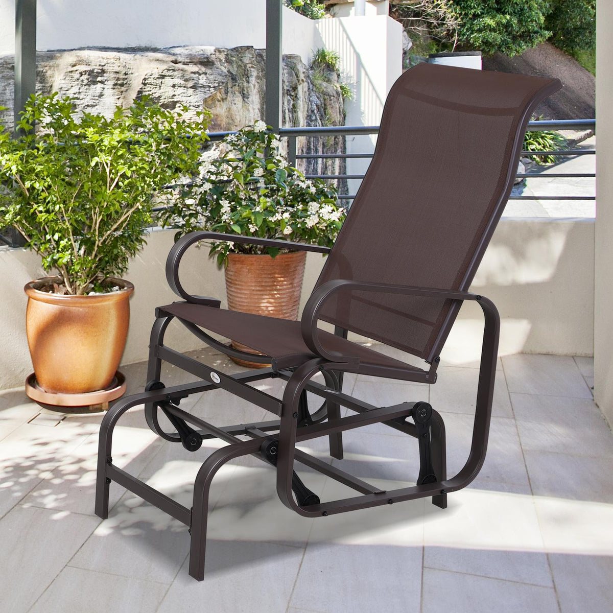 Rocking Chair Garden Garden Chair Relax Chair Garden Swing Garden Metal Rocking Chair For Garden Patio Balcony Textline 60 X 75 X 104 Cm