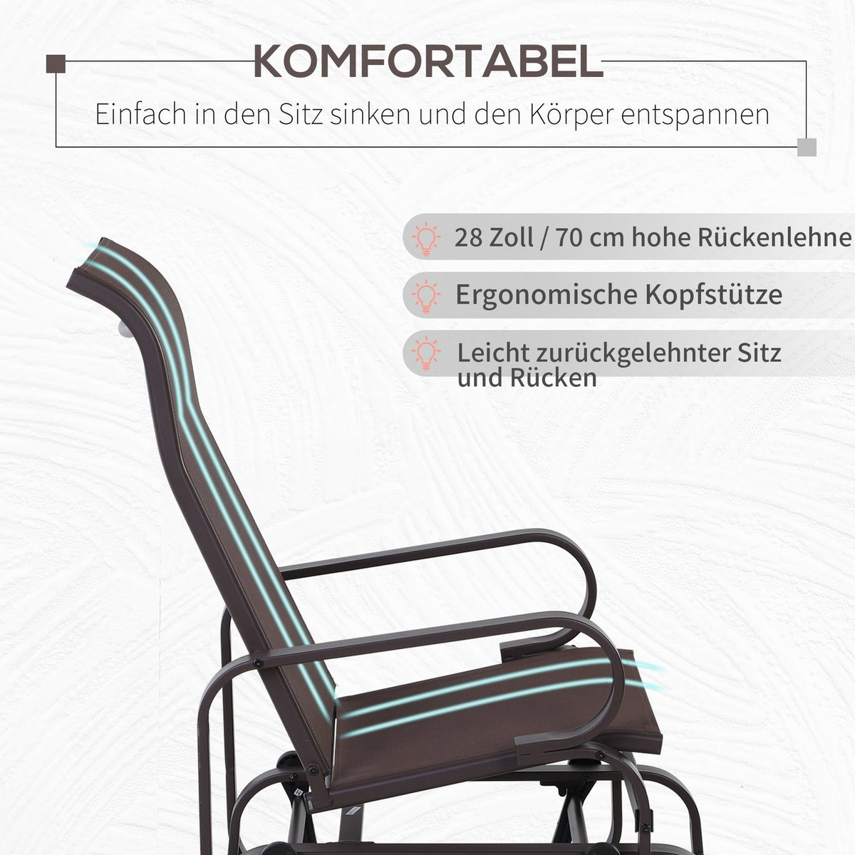 Rocking Chair Garden Garden Chair Relax Chair Garden Swing Garden Metal Rocking Chair For Garden Patio Balcony Textline 60 X 75 X 104 Cm