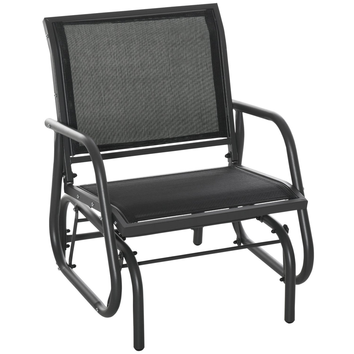 Rocking Chair Garden Garden Chair Relax Chair Garden Swing Metal Rocking Chair For Patio Balcony Mesh Black 75 X 66 X 85 Cm