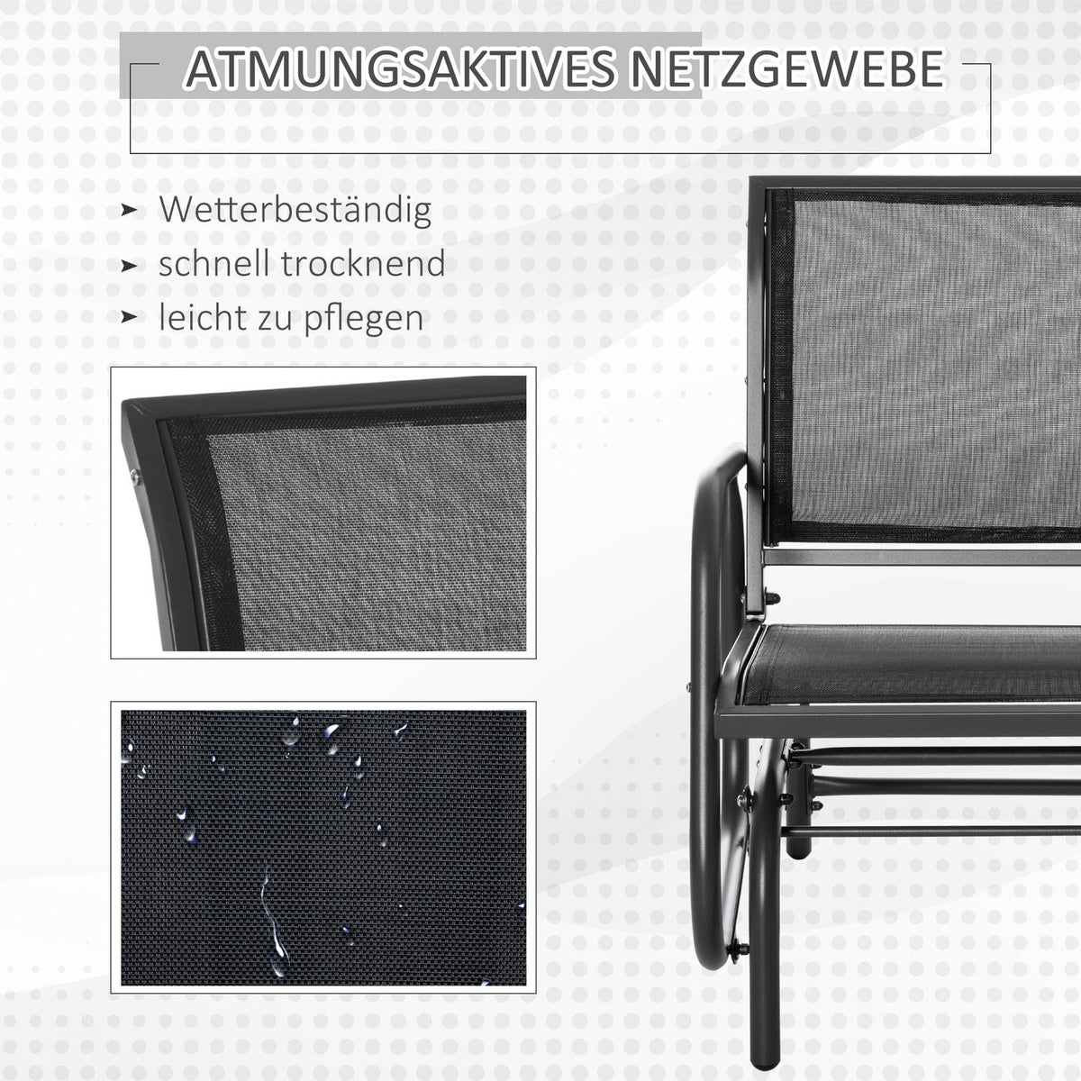 Rocking Chair Garden Garden Chair Relax Chair Garden Swing Metal Rocking Chair For Patio Balcony Mesh Black 75 X 66 X 85 Cm