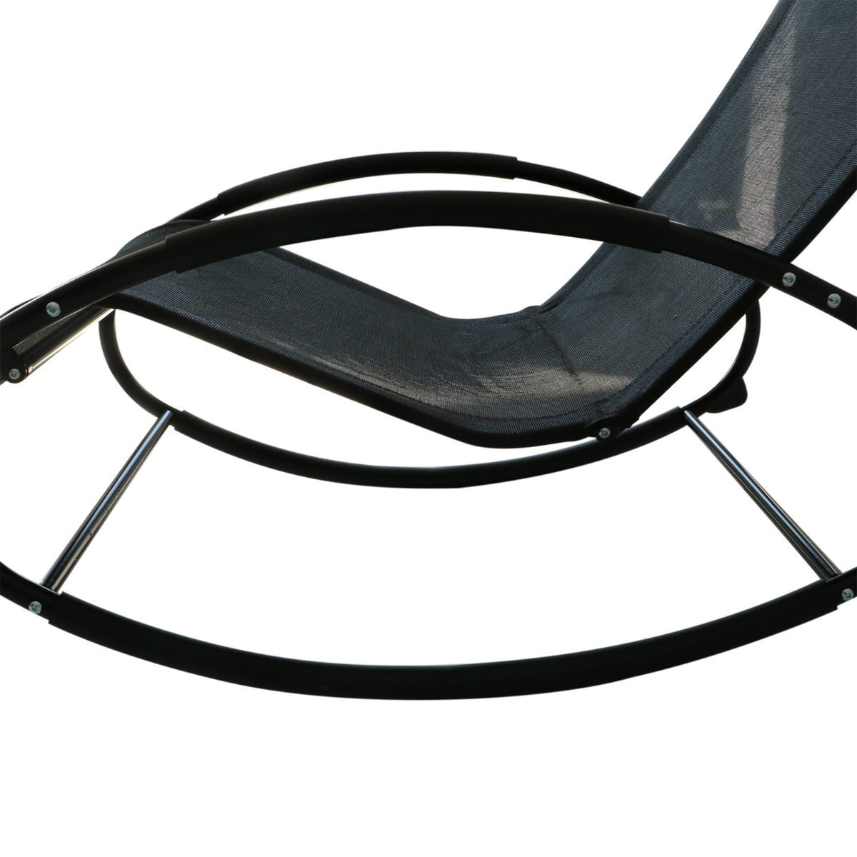 Rocking Chair, Garden Lounger, Swing Lounger, 1 X Pillow, Weatherproof Steel + Textline Black, Up To 120 Kg, 105 X 62 X 88 Cm