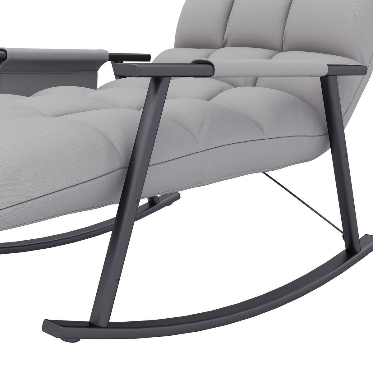 Rocking Chair Relax Chair Footrest Rocking Chair Side Pocket Adjustable Backrest Up To 120Kg Microfiber Gray