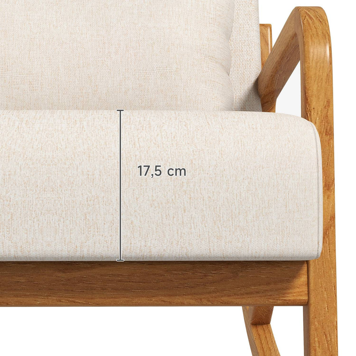 Rocking Chair, Rocking Chair, Padded Swing Chair with Wooden Frame, Armrest, Relax Chair, for Bedroom, Living Room, Cream