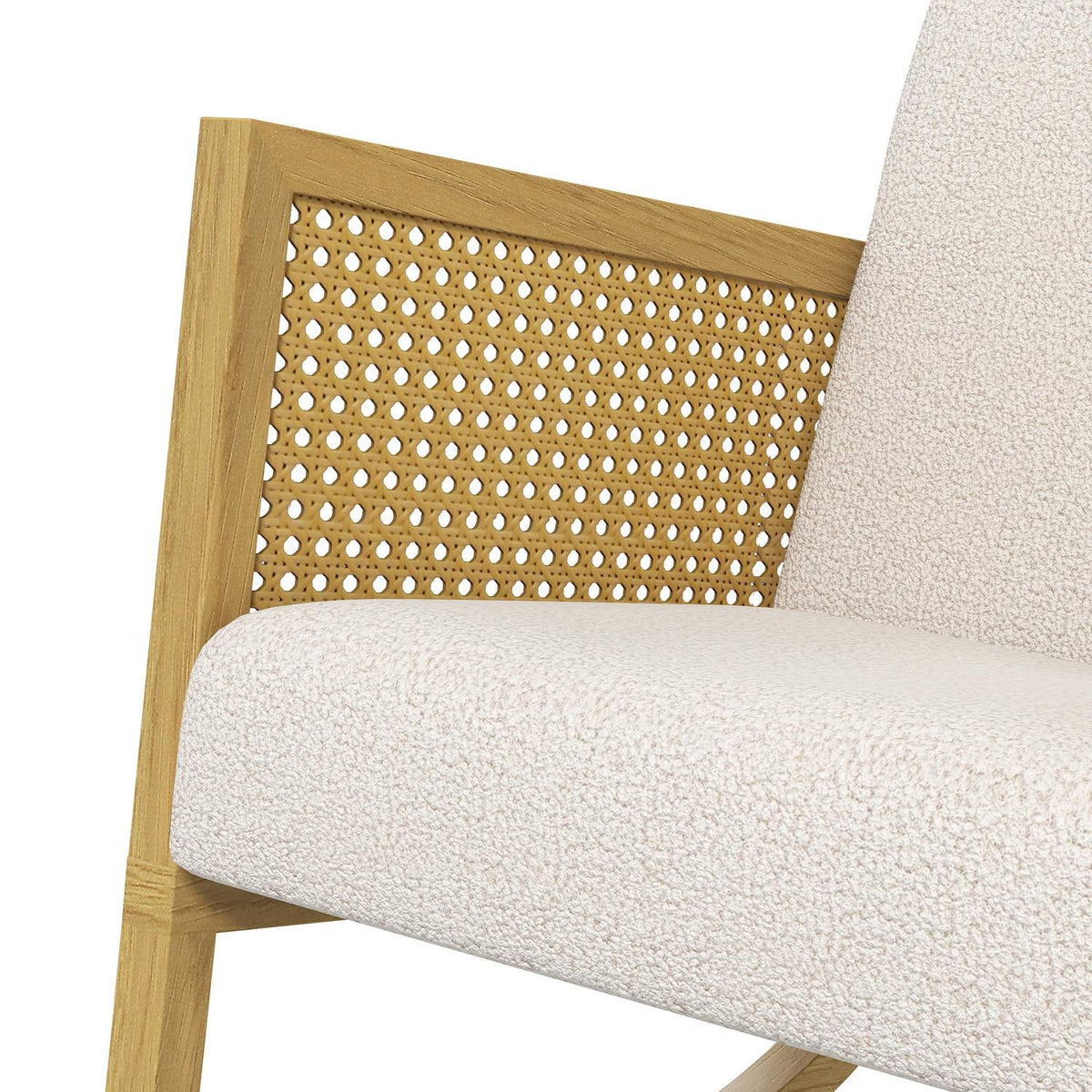 Rocking Chair, Rocking Chair With Rattan Decor, Swing Chair, Relaxation Chair With Soft Padding, Living Room Chair With Cashmere Look