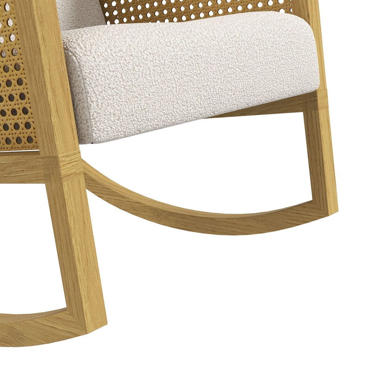 Rocking Chair, Rocking Chair With Rattan Decor, Swing Chair, Relaxation Chair With Soft Padding, Living Room Chair With Cashmere Look