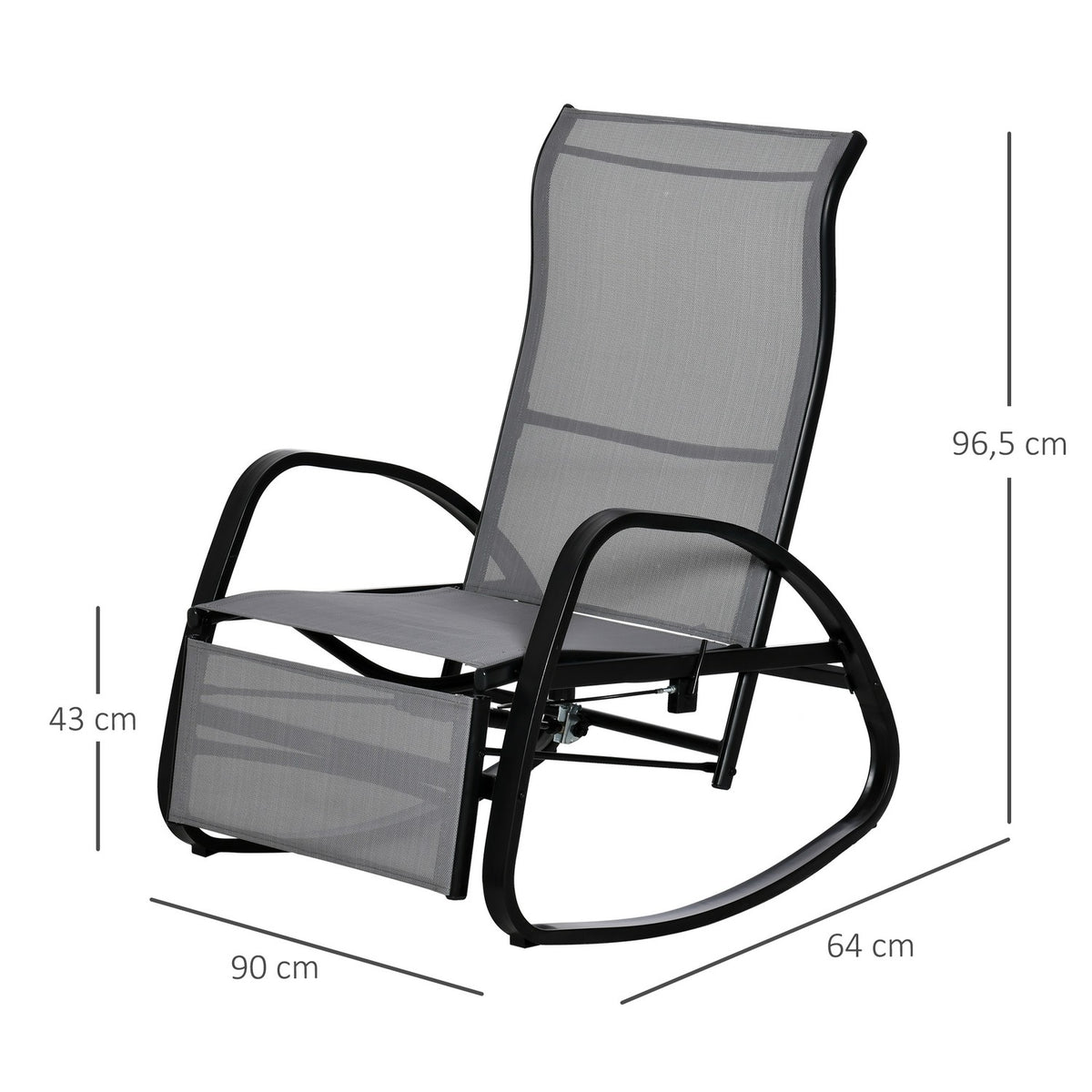 Rocking Chair Rocking Lounger With Backrest Garden Lounger Swing Lounger With Footrest Adjustable Up To 160 Kg Textline Gray 90 X 64 X 96.5 Cm