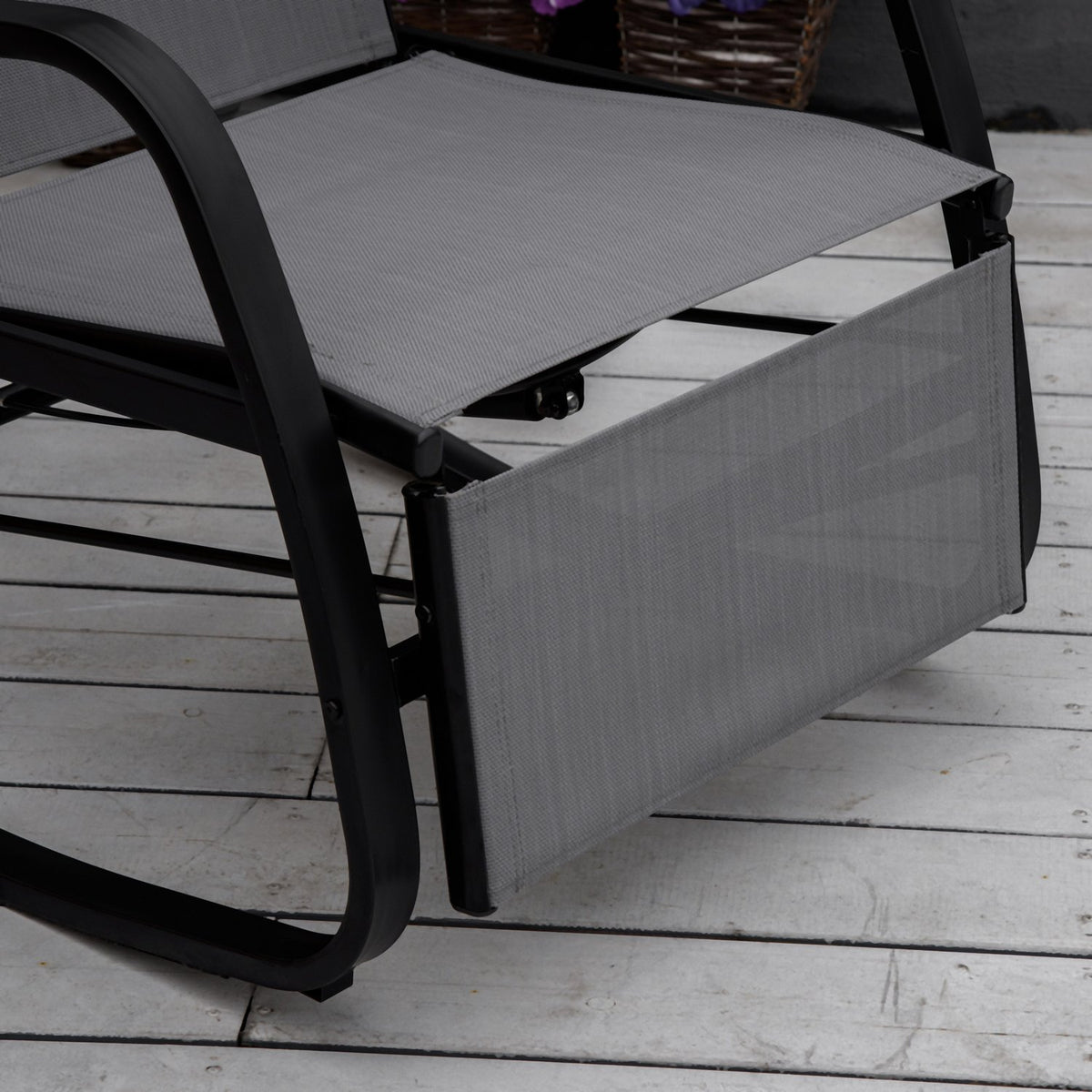 Rocking Chair Rocking Lounger With Backrest Garden Lounger Swing Lounger With Footrest Adjustable Up To 160 Kg Textline Gray 90 X 64 X 96.5 Cm
