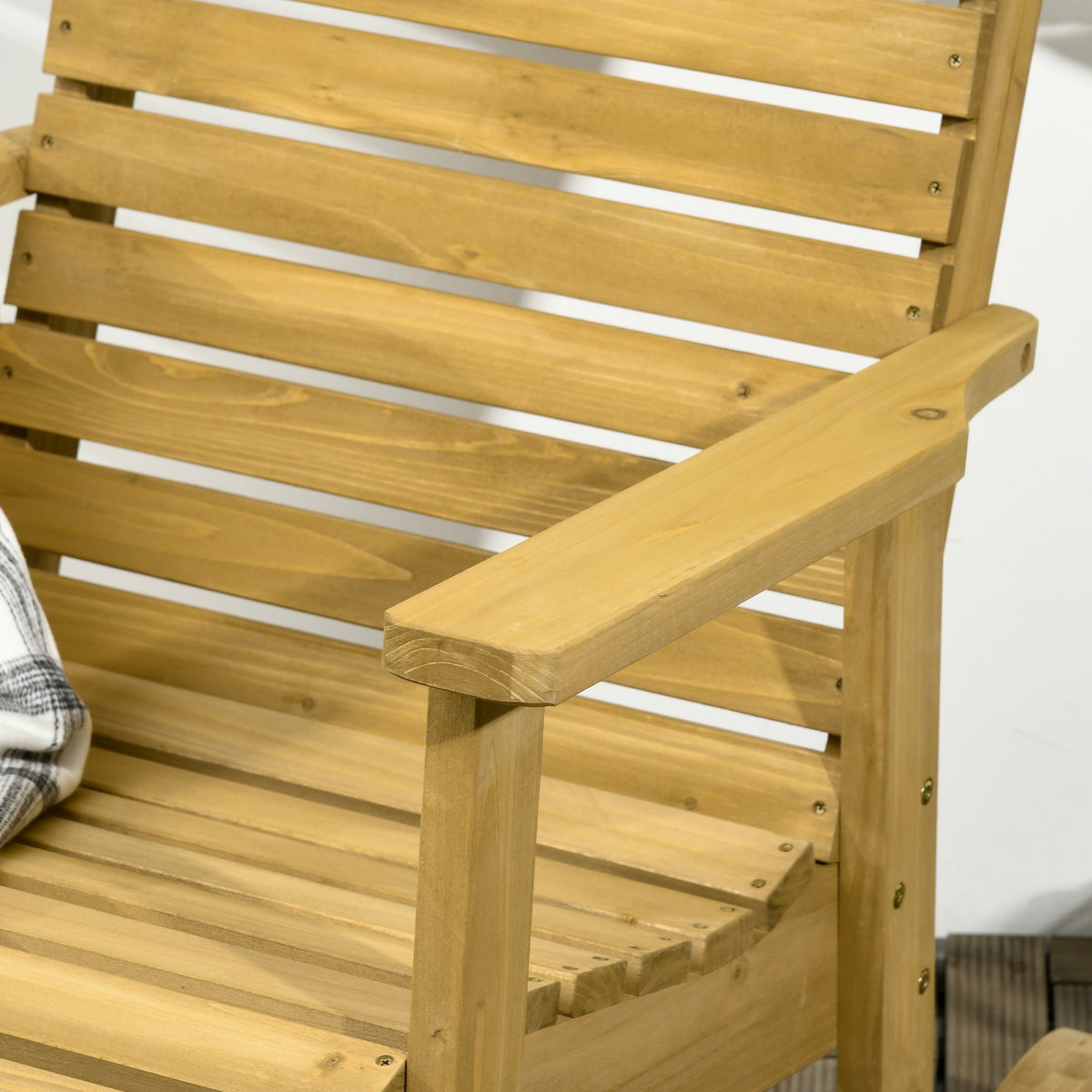 Rocking Chair With Armrest, Garden Chair, Relaxation Chair For Balcony, Terrace, Load Capacity Up To 130 Kg, Fir Wood, Light Brown