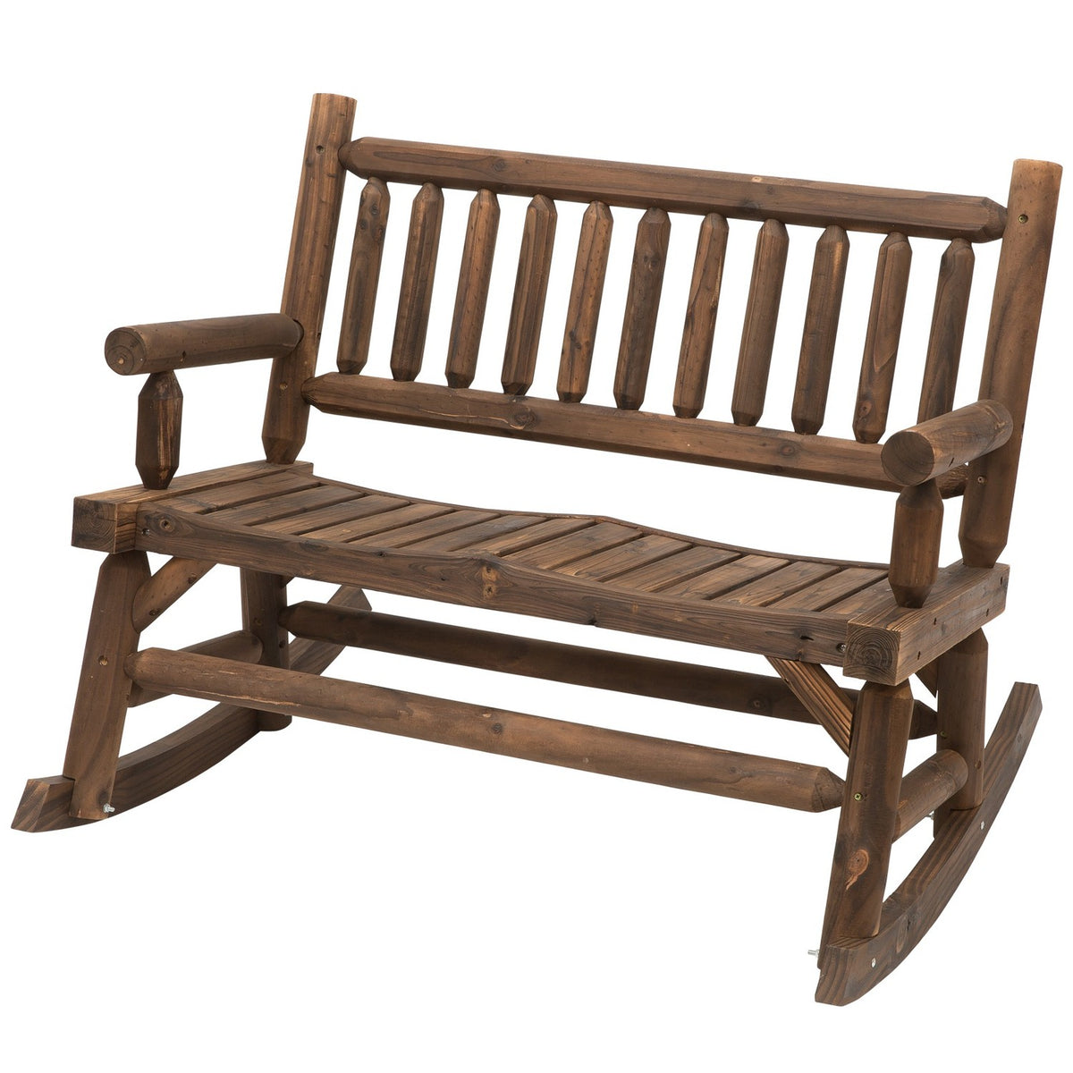 Rocking Chair With Armrests, Garden Chair, Swing Chair, Solid Wood, Dark Brown, 112 X 67 X 93 Cm
