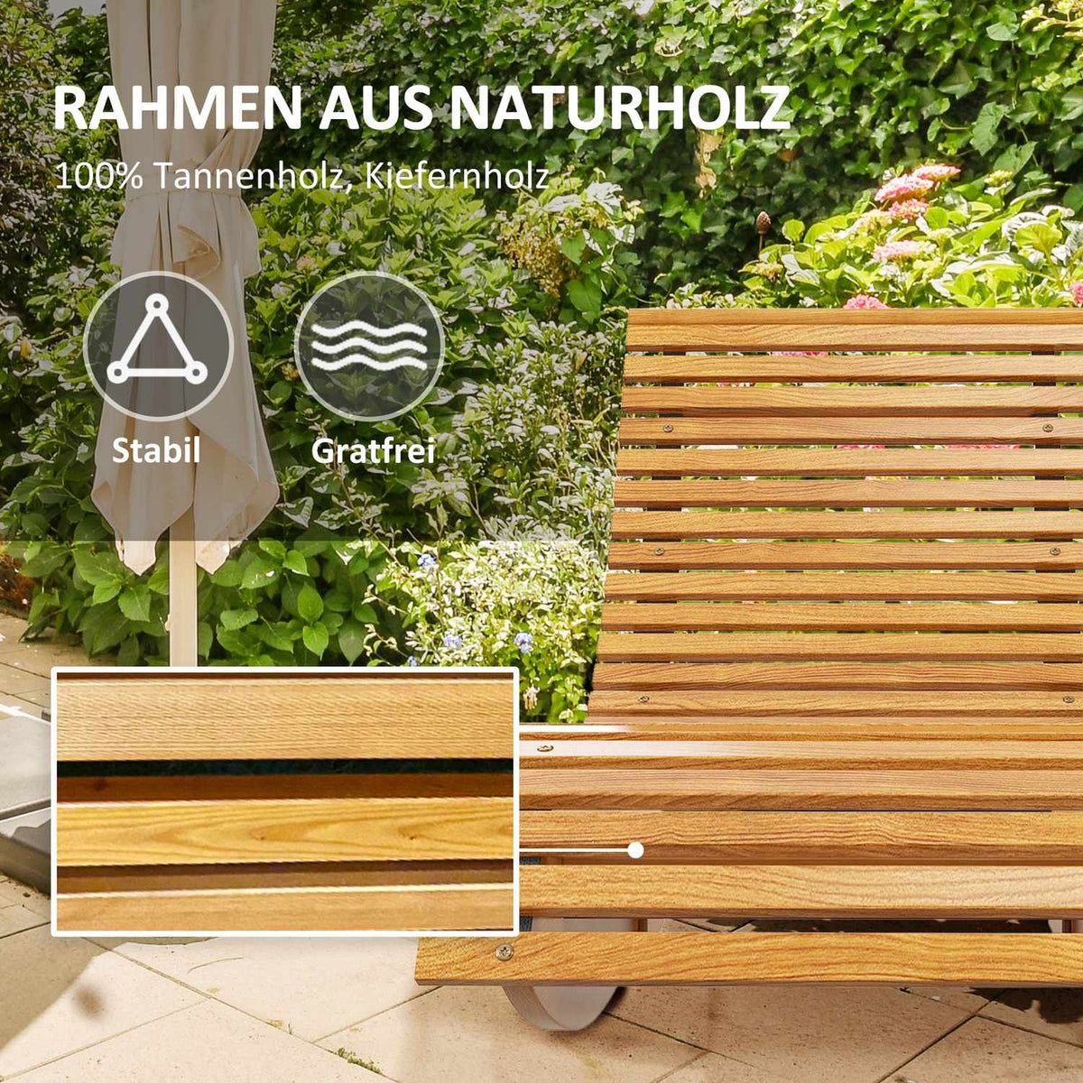 Rocking Chair, Wooden Rocking Lounger, Ergonomic Swing Chair With S-Shape, Tip Protection, Load Capacity Up To 120 Kg For Balcony, Teak, 130 X 60 X 60 Cm
