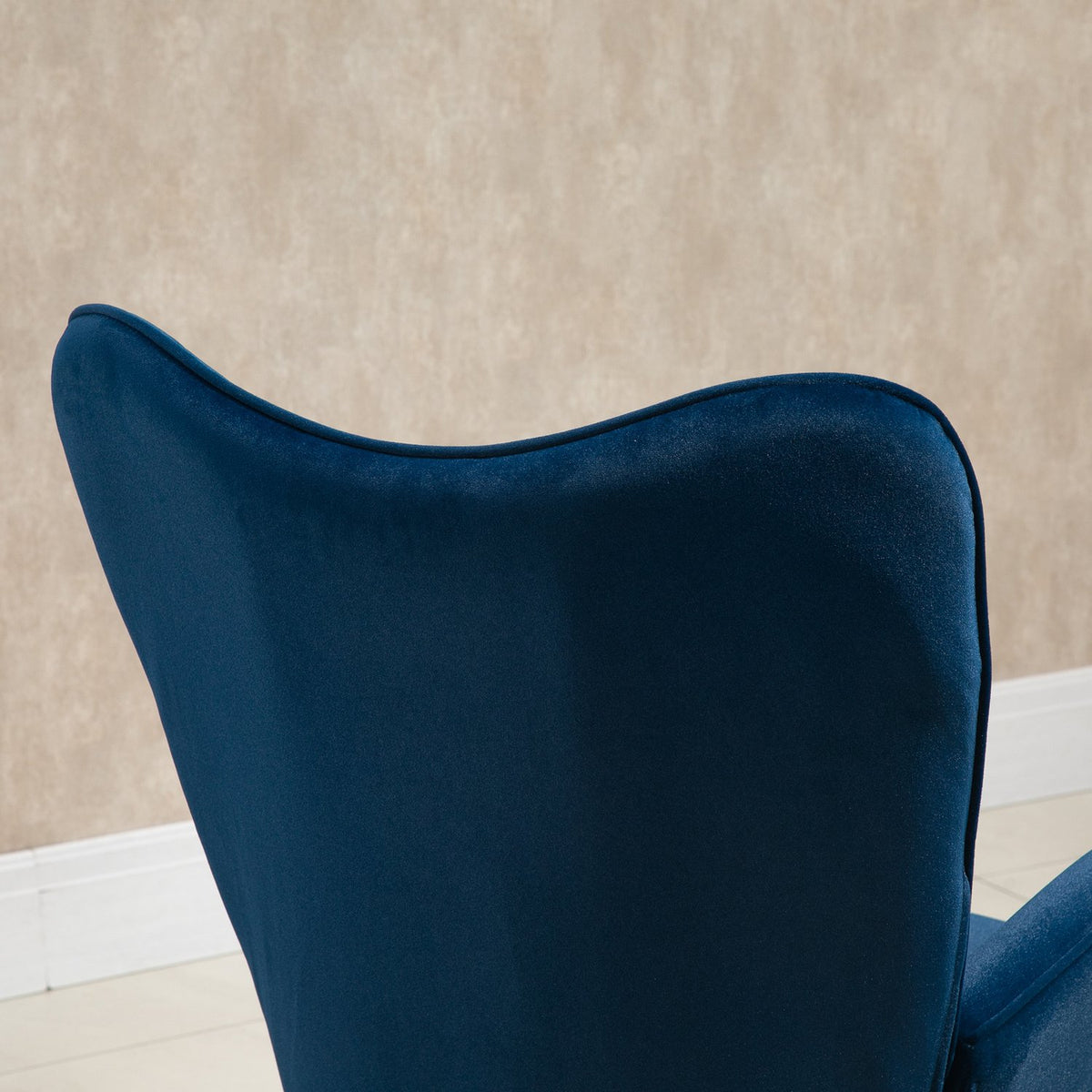 Rocking Chair with Ears Rocking Chair Great Comfort Armrests Seat Backrest Padded with High Density Velvet Fabric Blue