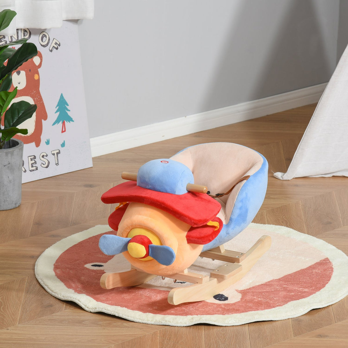 Rocking Horse Children'S Rocking Animal Blue + Red 60X33X45Cm