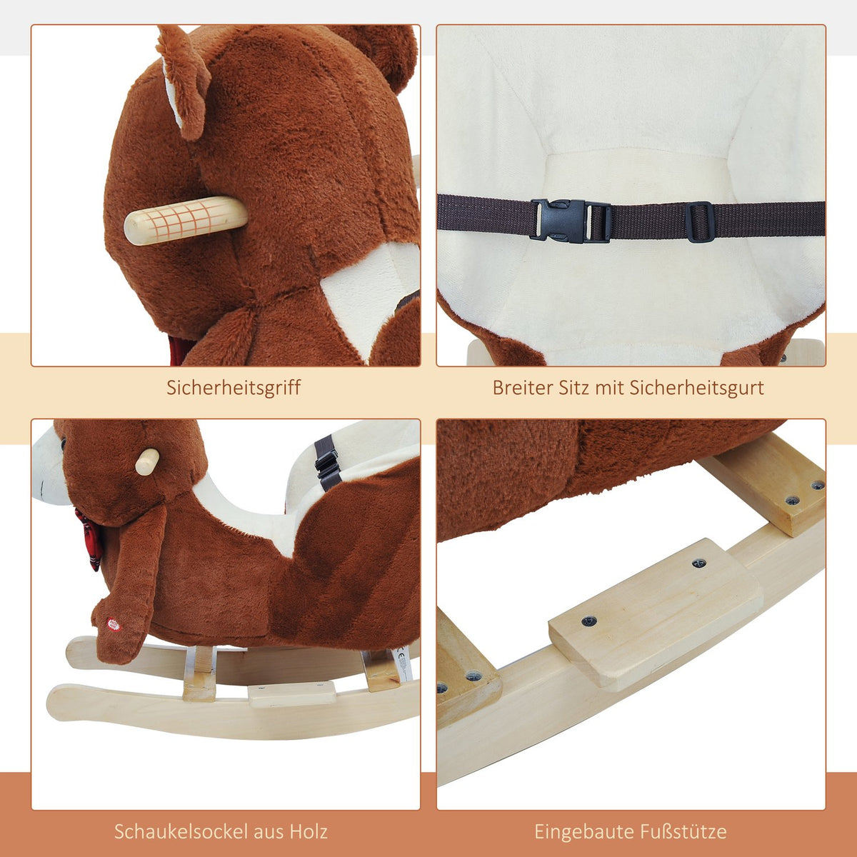 Rocking Horse Children's Rocking Toy Plush Rocking Horse Baby Rocking Toy Gift for Children's Christmas Gifts (Rocking Bear with Song)