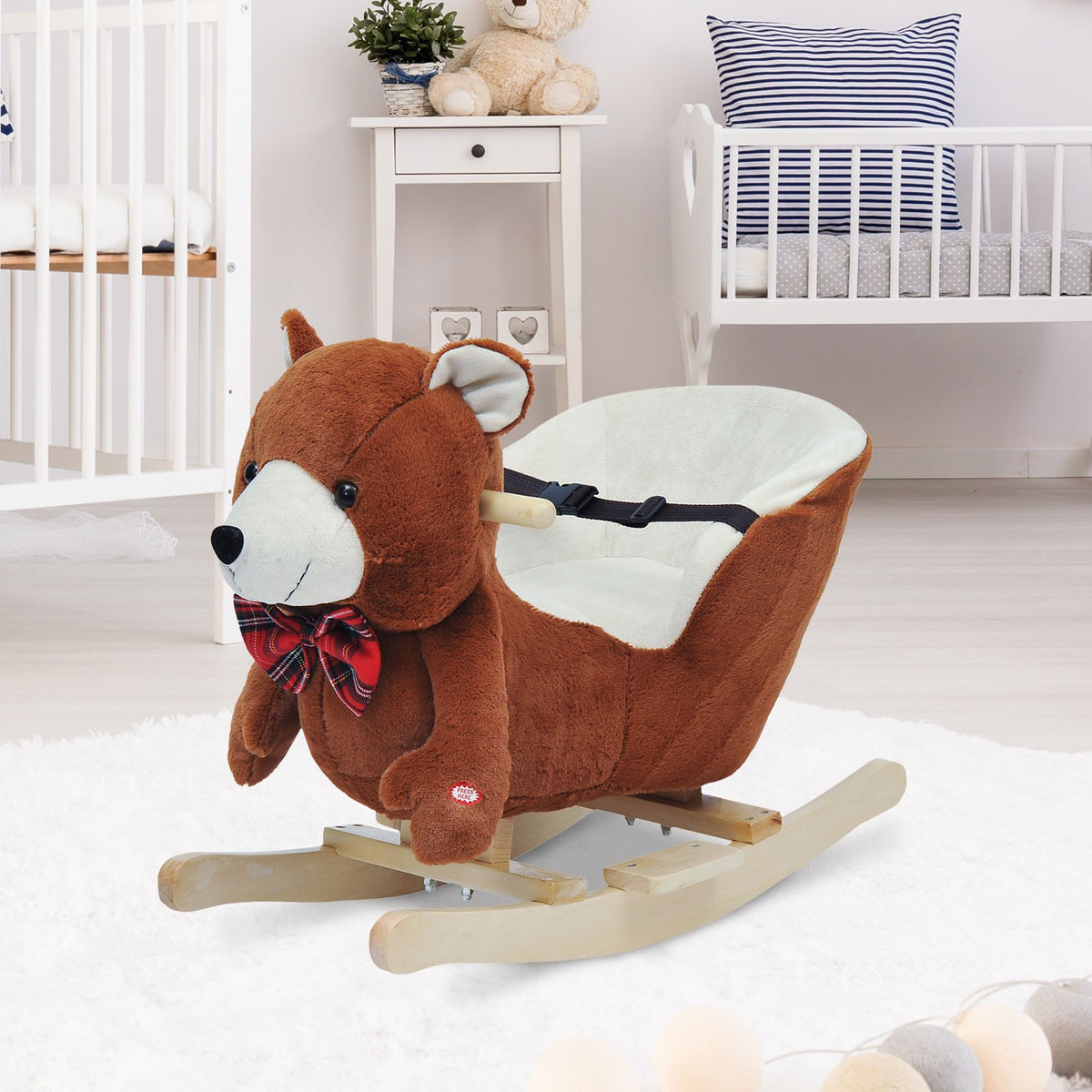 Rocking Horse Children's Rocking Toy Plush Rocking Horse Baby Rocking Toy Gift for Children's Christmas Gifts (Rocking Bear with Song)