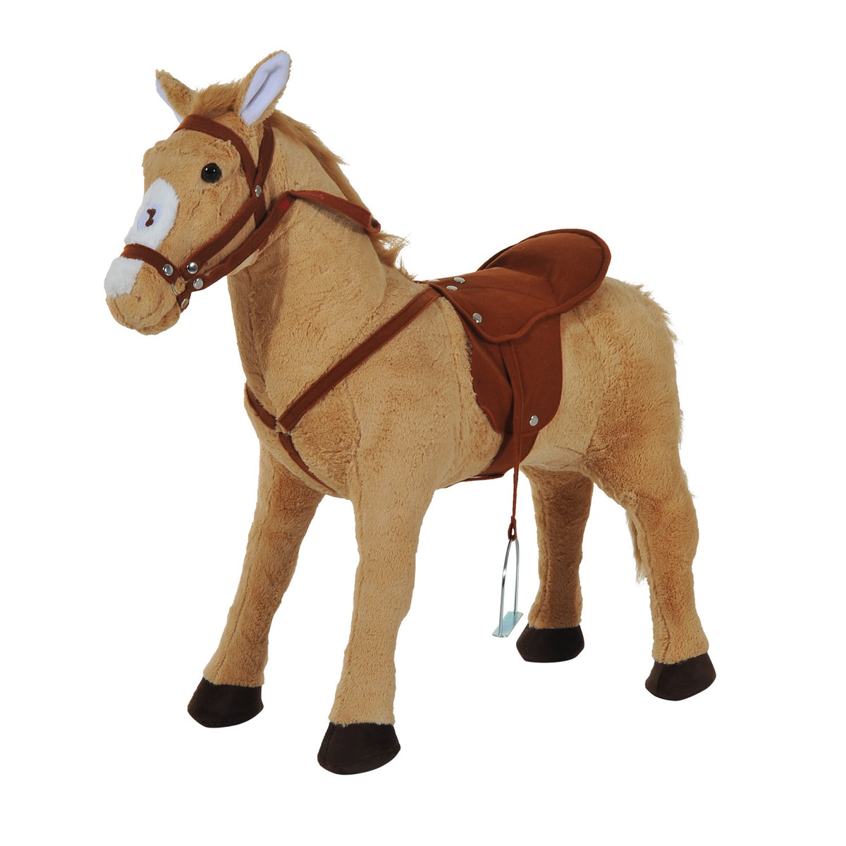 Rocking Horse Riding Horse Play Horse Plush Horse For Children Standing Horse With Sound Beige 85 X 28 X 60 Cm