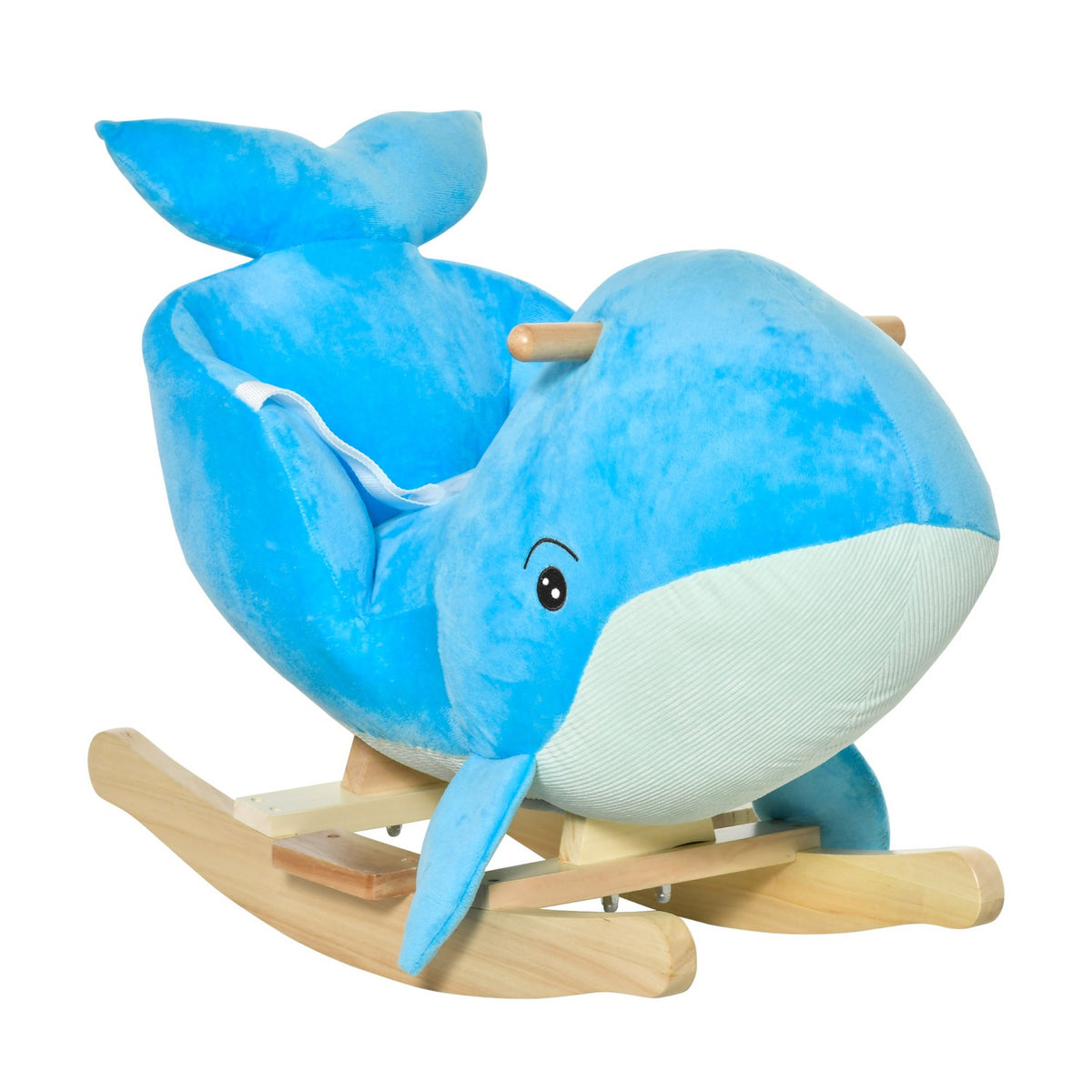 Rocking Horse Rocking Animal With Whale Design Sound Plush Toy For 18-36 Months Children Poplar Wood Blue 60 X 33 X 50 Cm
