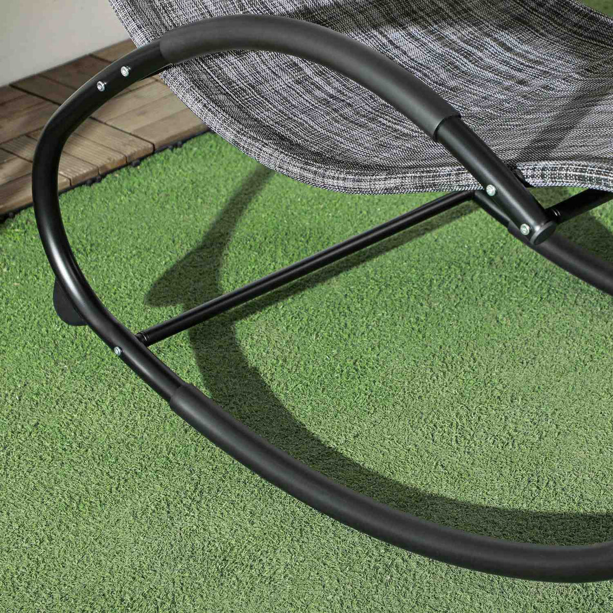 Rocking Lounger, Rocking Chair With Pillow, Garden Lounger, Swing Lounger, Textline, Gray, 155 X 61 X 88 Cm