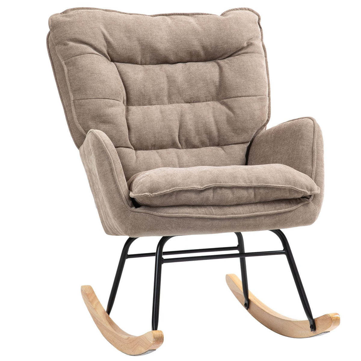 Rocking chair, armchair, nursing chair with chenille look, rocking chair up to 120 kg load capacity for bedroom, living room, brown